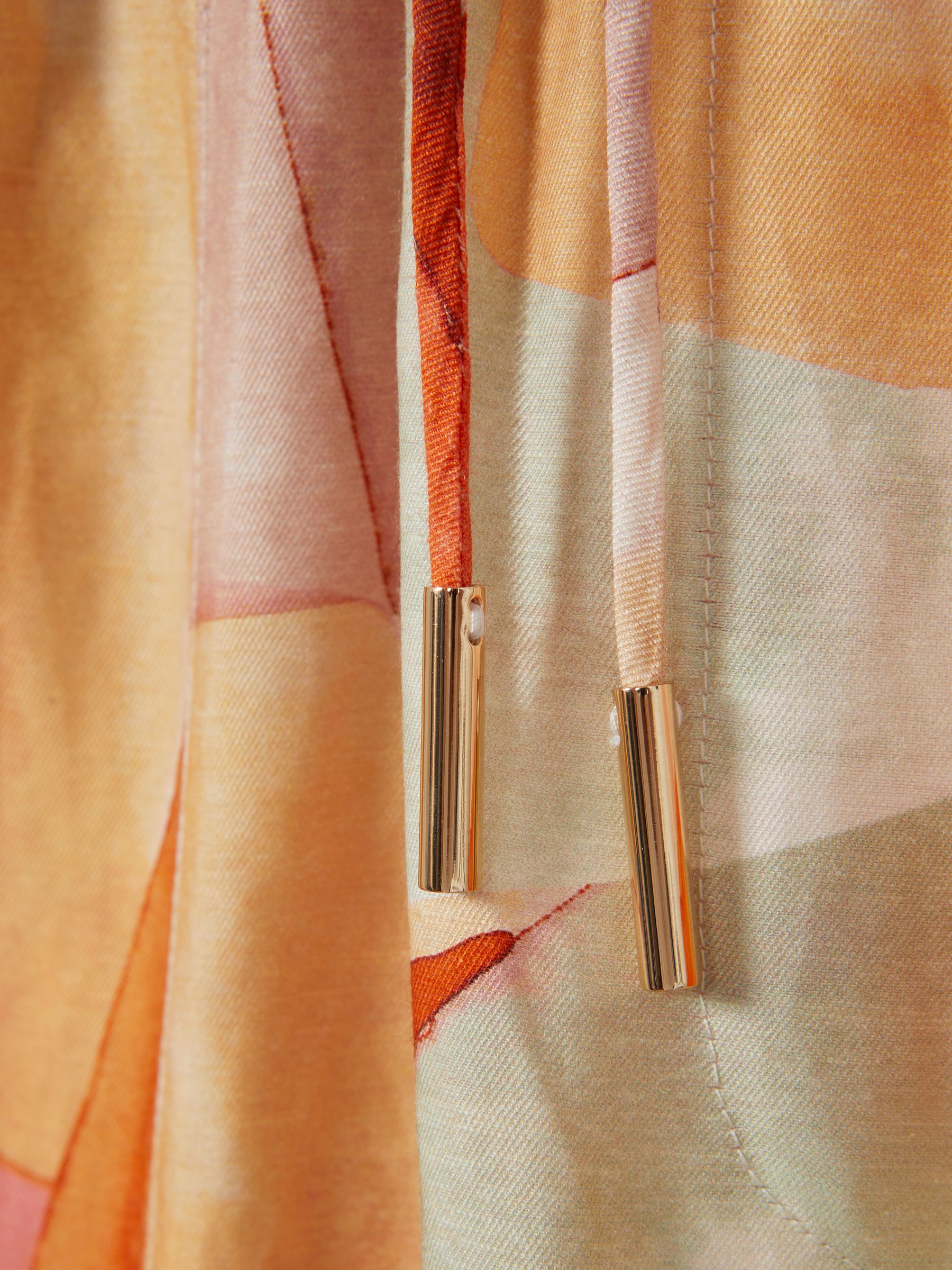 Acler Geometric Print Wide Leg Trousers in Orange Multi - Image 6 of 6