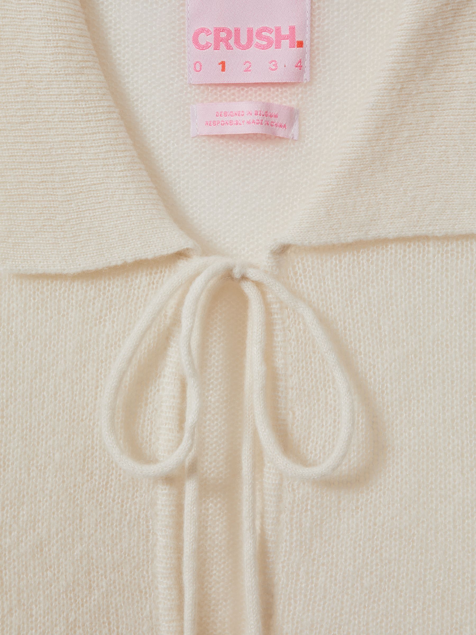 CRUSH Collection Cashmere Tie Front Cardigan in Ivory - Image 5 of 5