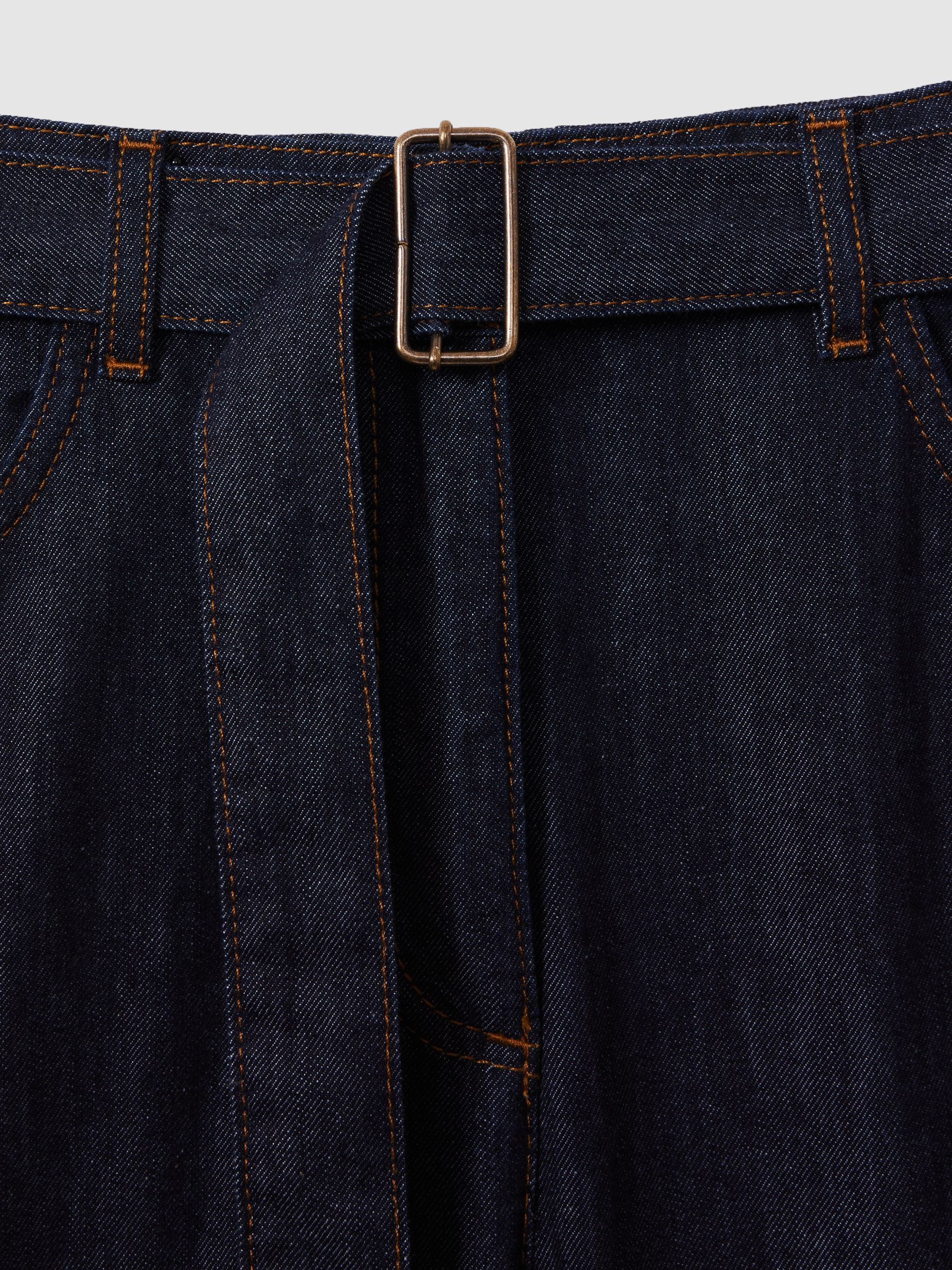 Reiss Belted Wide Leg Jeans in Dark Blue | REISS