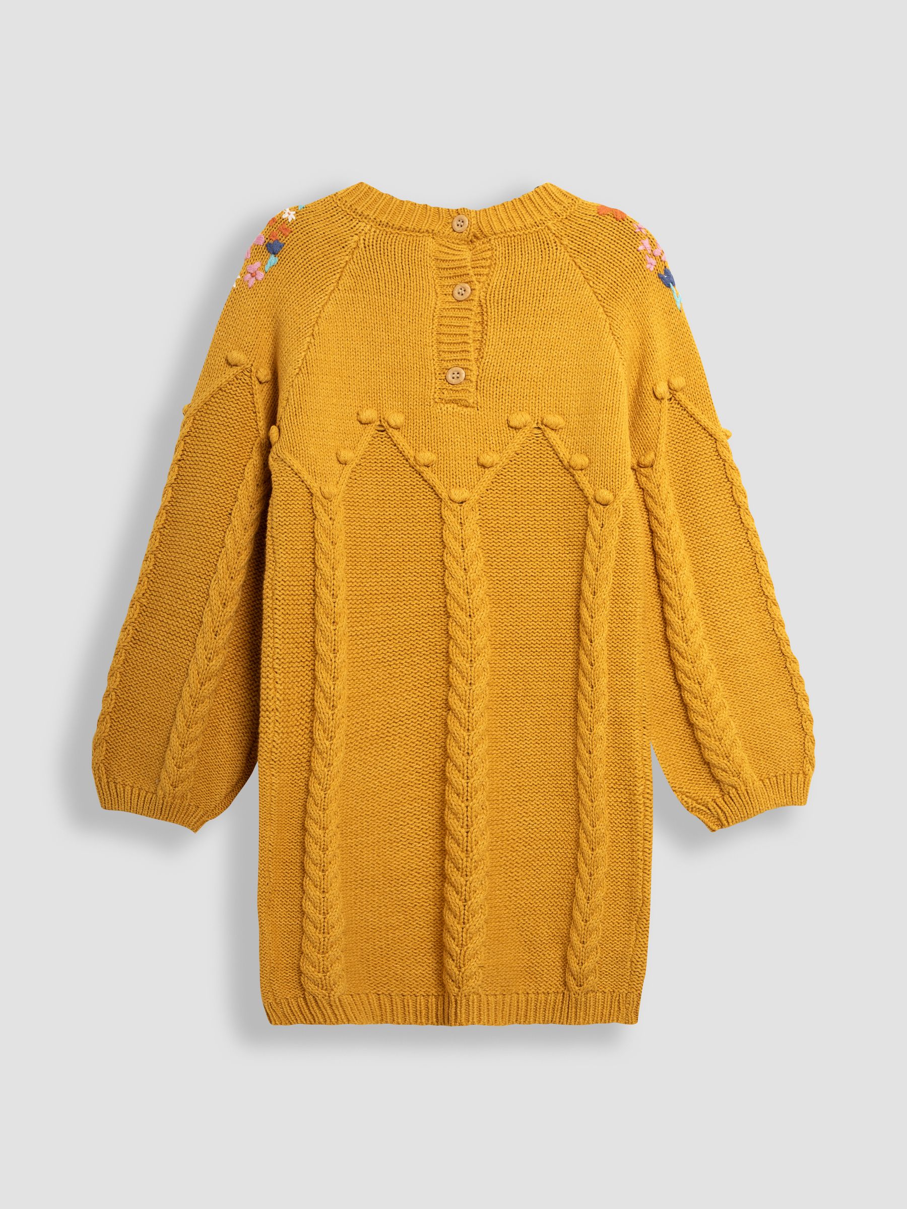 Mustard Floral Embroidered Cable Knitted Dress - Image 3 of 3