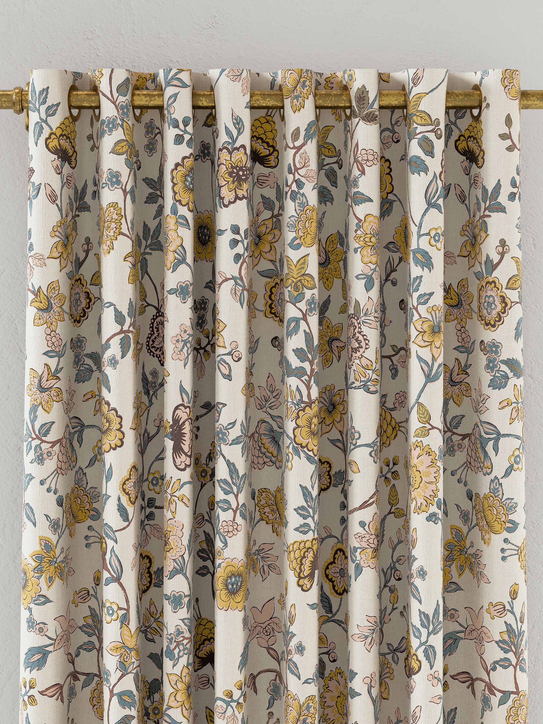 Teal Indienne Floral Blackout Eyelet Curtains - Image 2 of 2