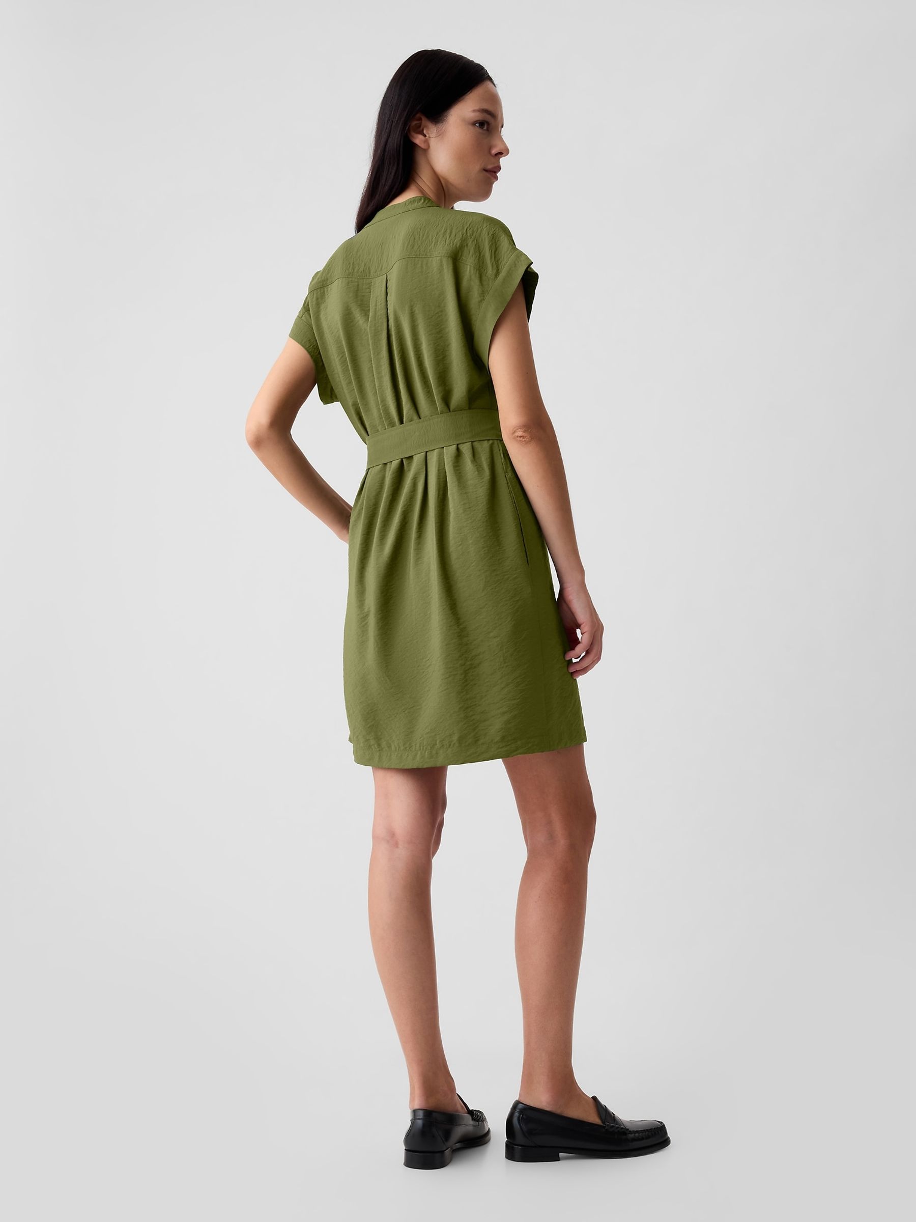 Green Utility Mini Shirt Dress - Image 2 of 6