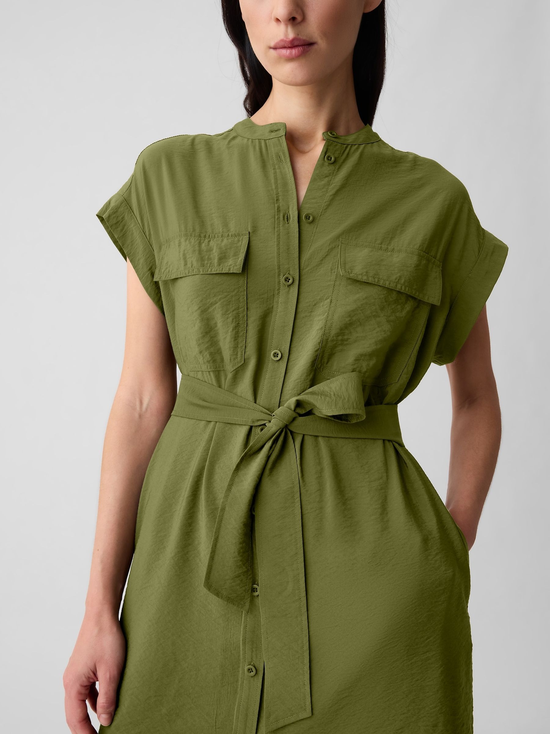 Green Utility Mini Shirt Dress - Image 5 of 6