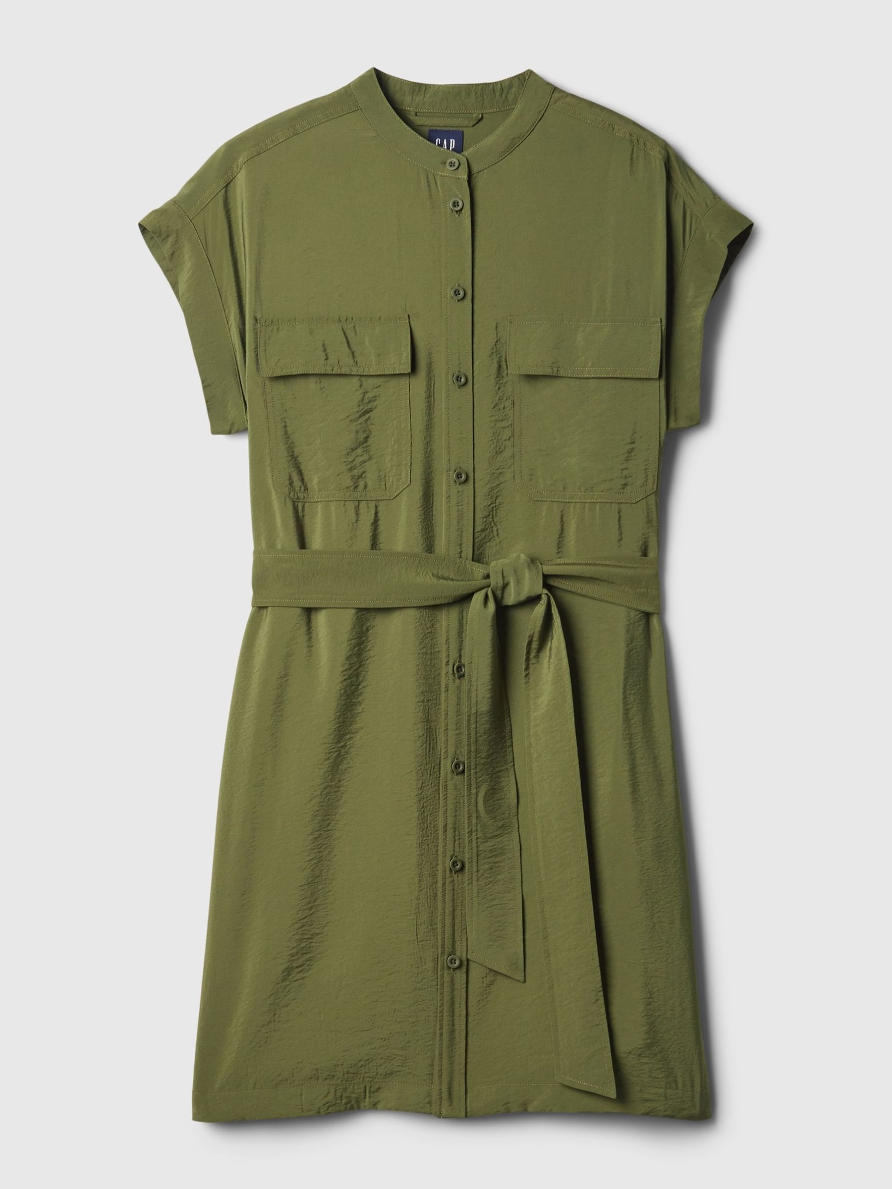 Green Utility Mini Shirt Dress - Image 6 of 6
