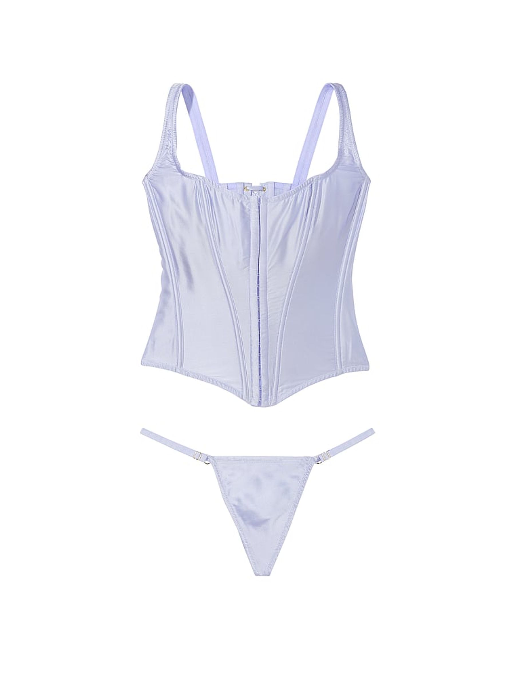 Blue Crescent Archive Satin Corset and Knicker Set - Image 3 of 3