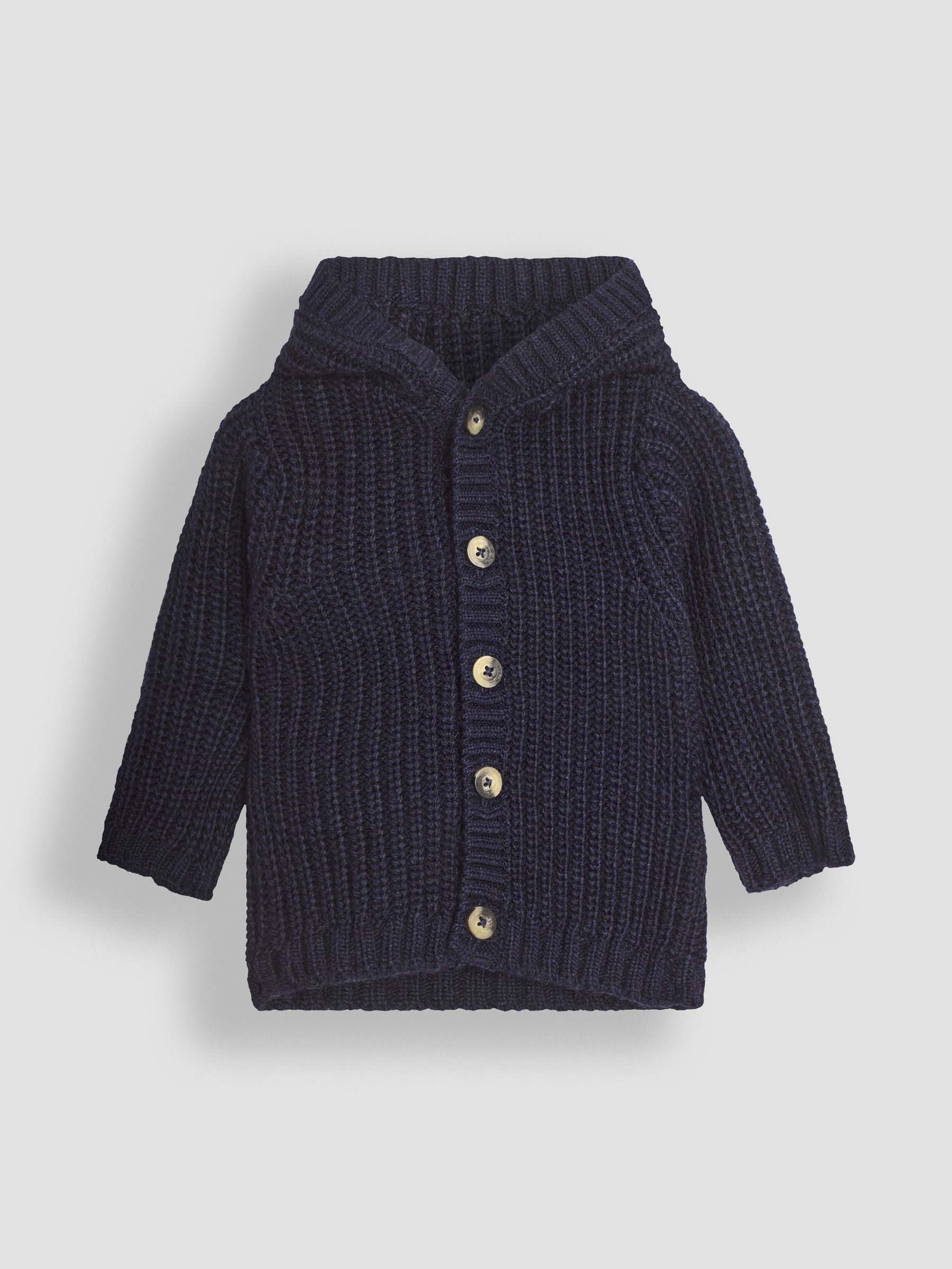 Navy Knit Hooded Cardigan - Image 1 of 3