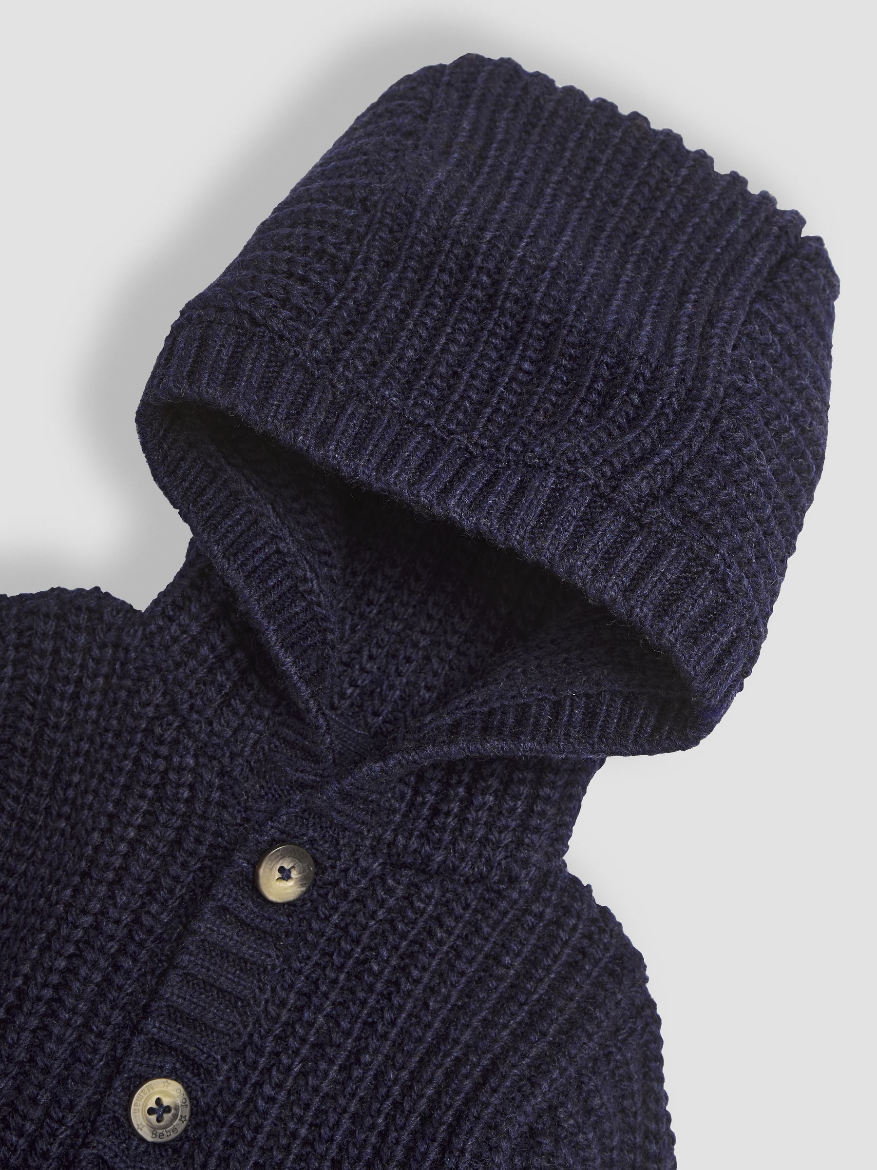 Navy Knit Hooded Cardigan - Image 3 of 3