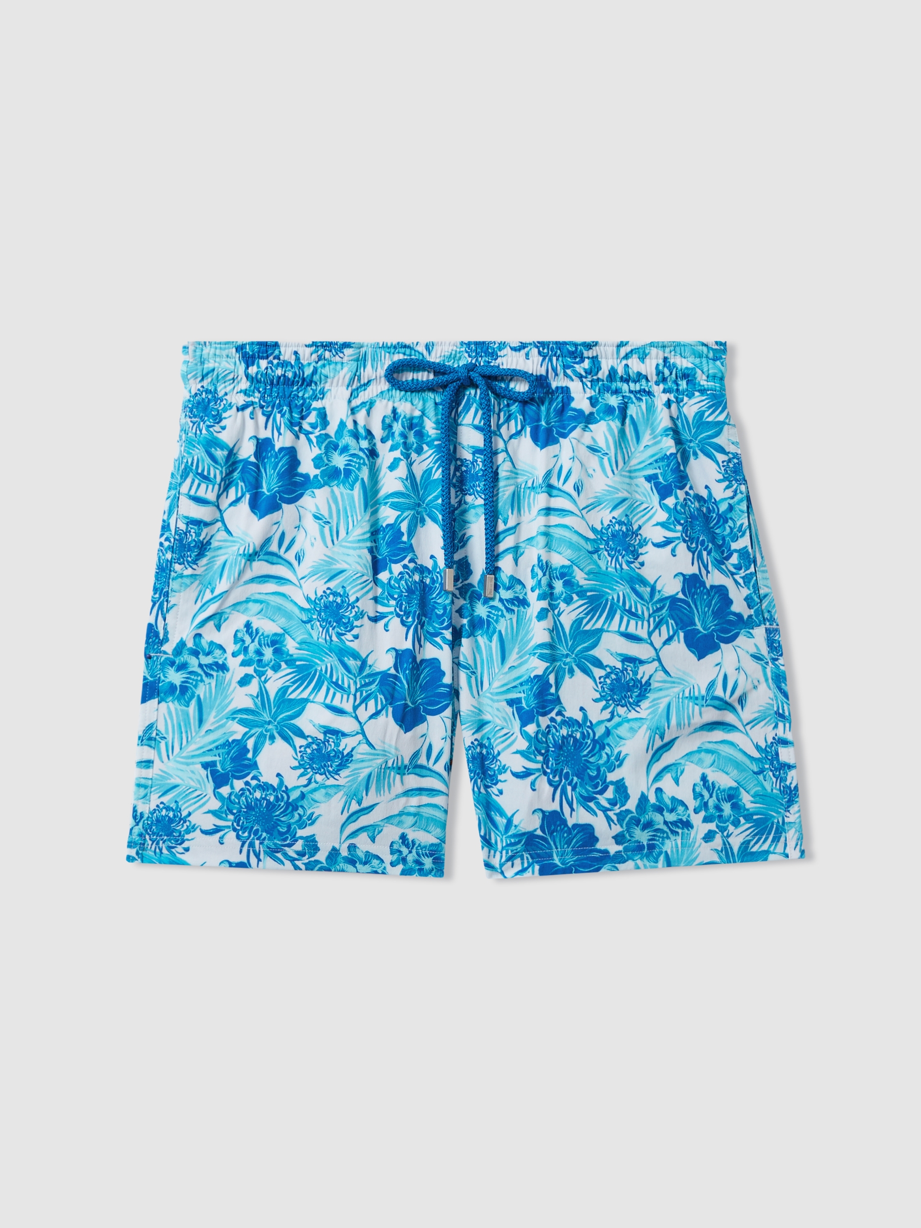 Vilebrequin Tropical Print Swim Shorts in Blanc Blue - Image 1 of 2