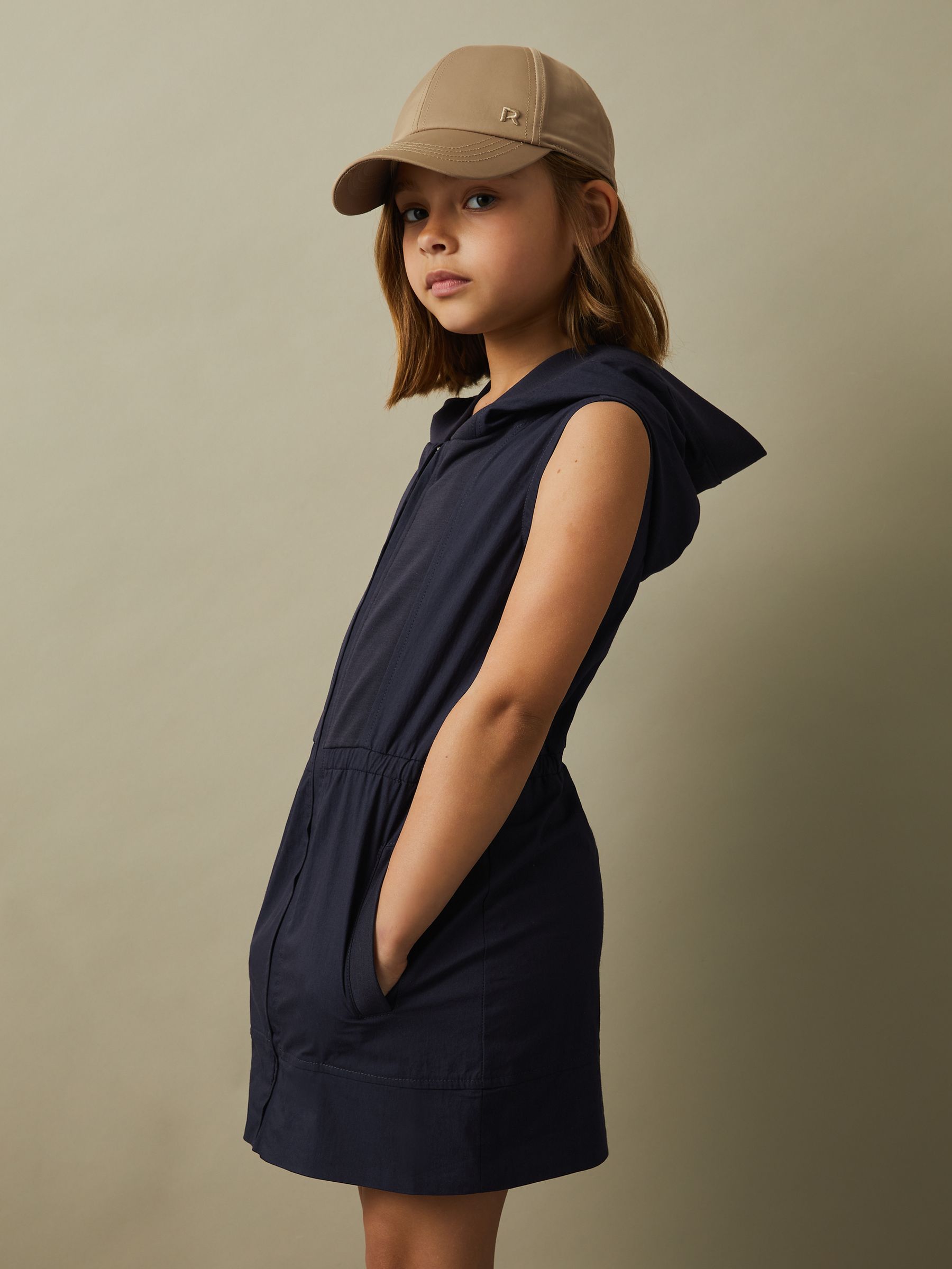4-9 yrs Shell Hooded Dress in Navy - Image 4 of 5