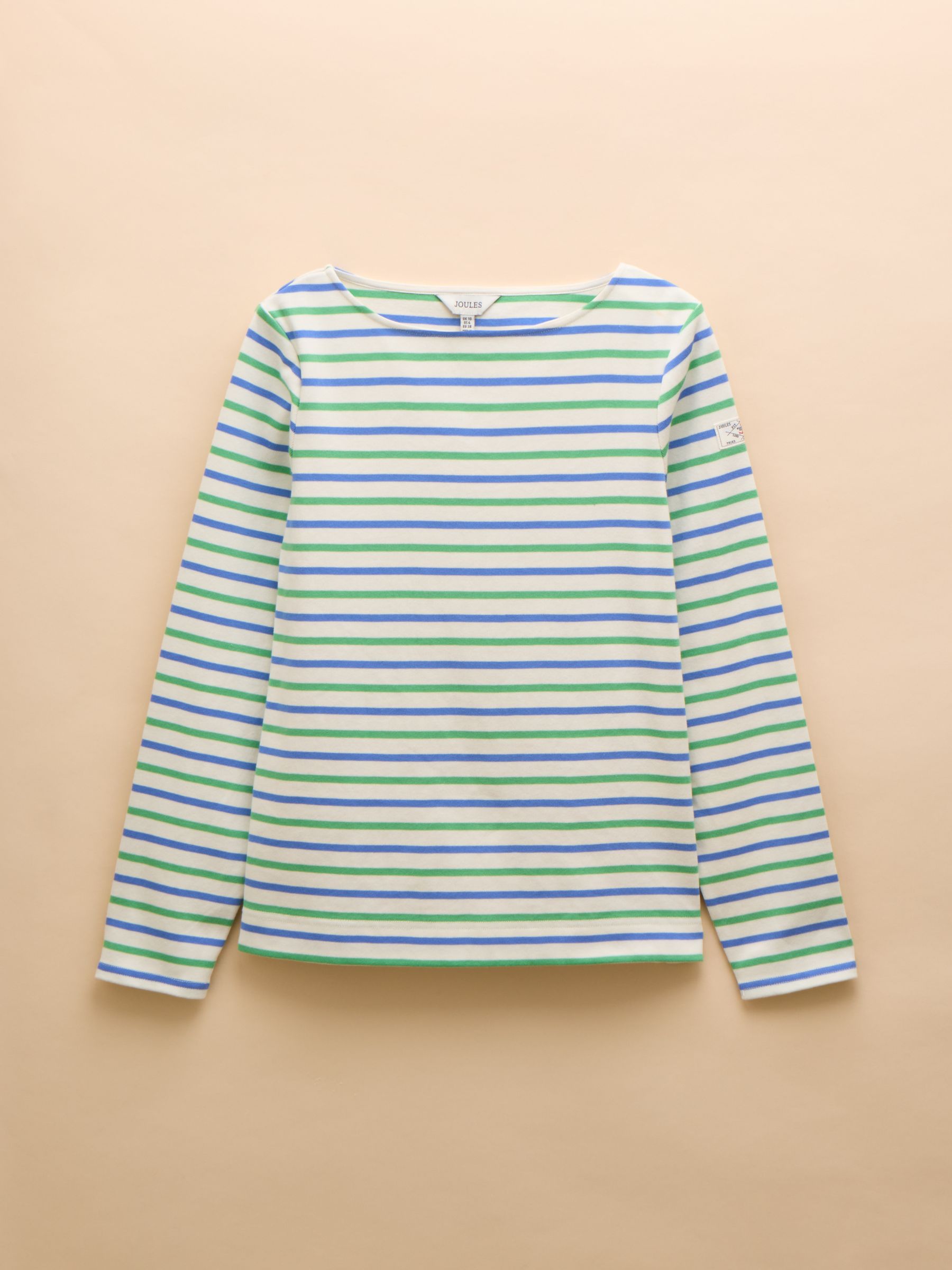 Harbour Green Blue Striped Boat Neck 100% Cotton Breton Top - Image 7 of 7