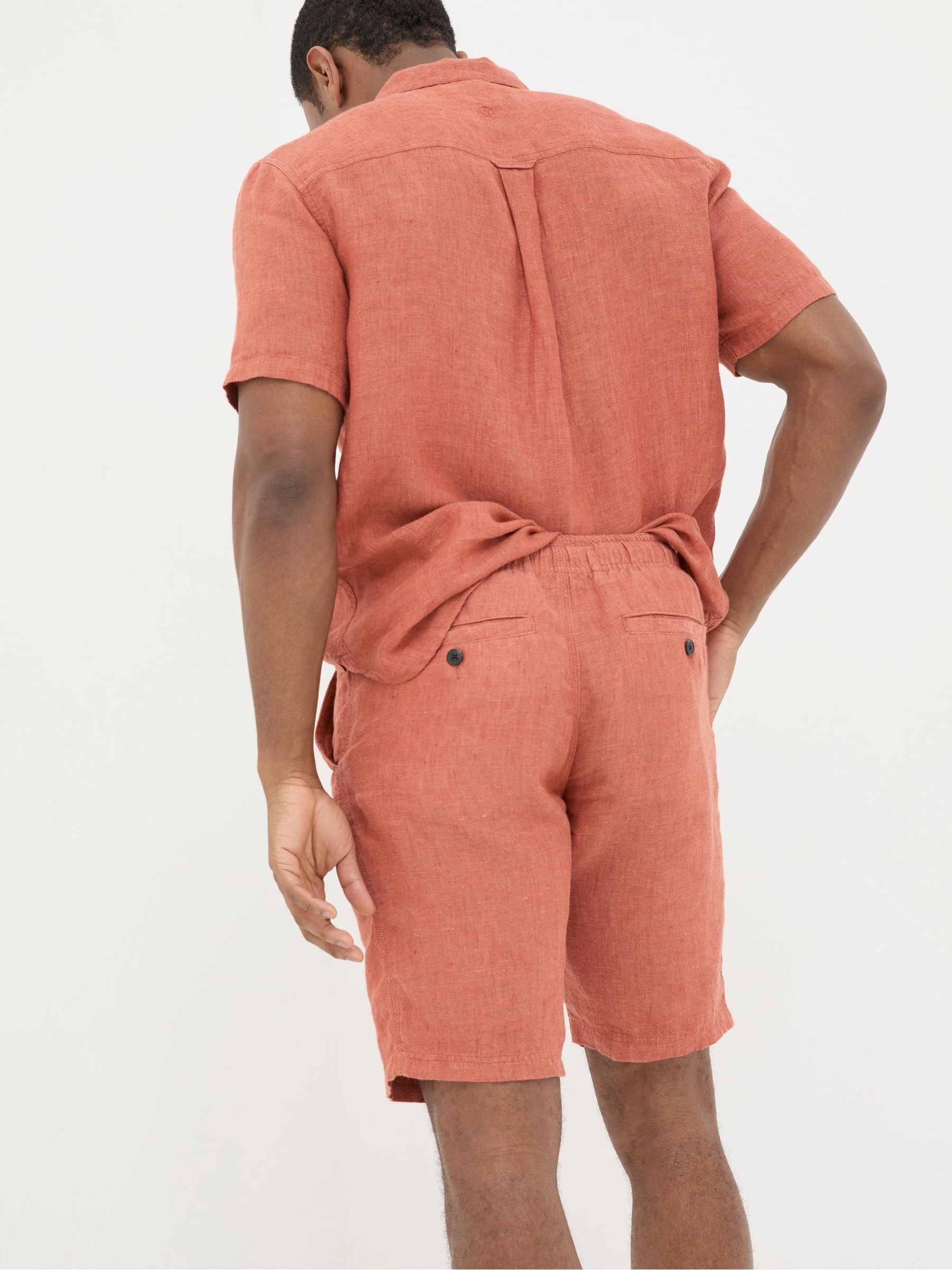 Seaton Orange Linen Pull On Shorts - Image 3 of 6