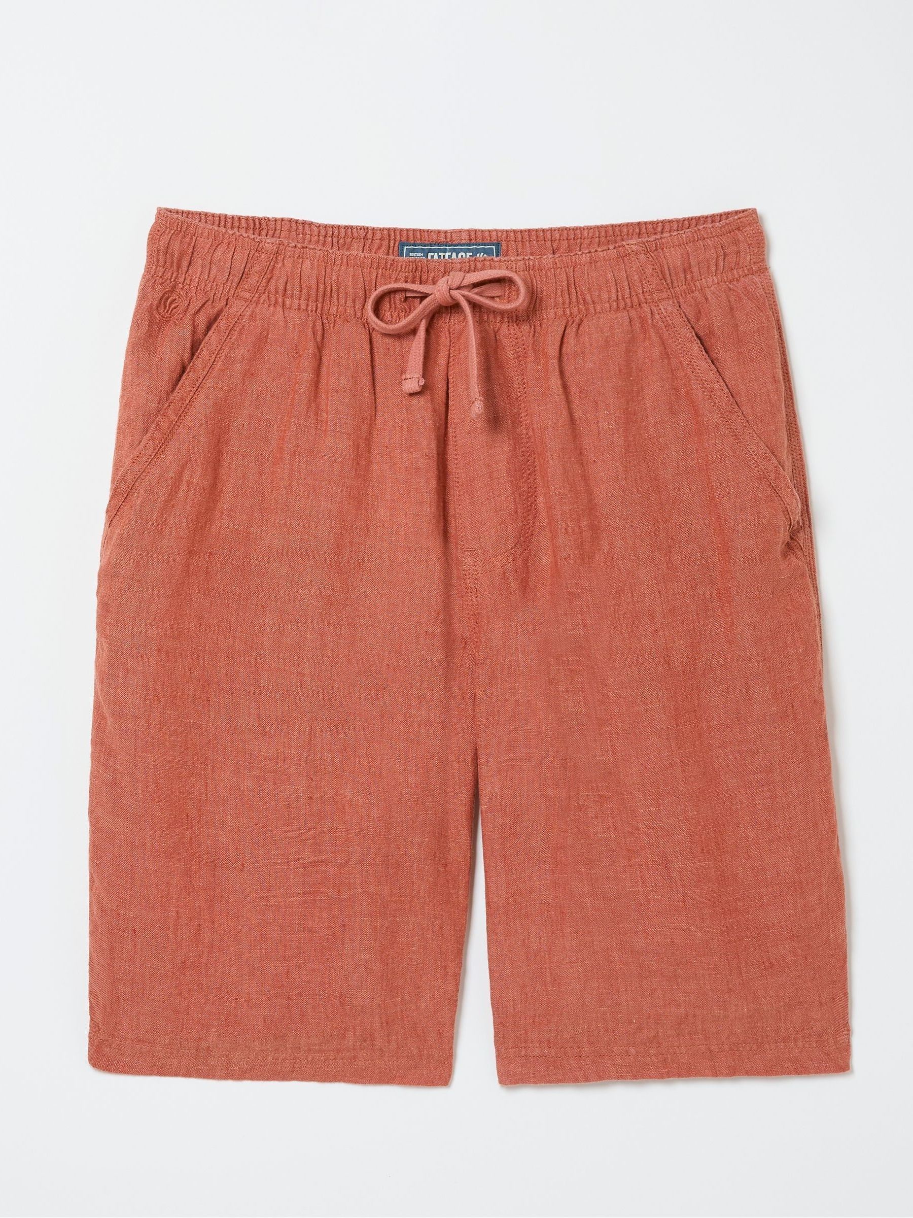 Seaton Orange Linen Pull On Shorts - Image 6 of 6 Seaton Orange Linen Pull On Shorts - Image 6 of 6