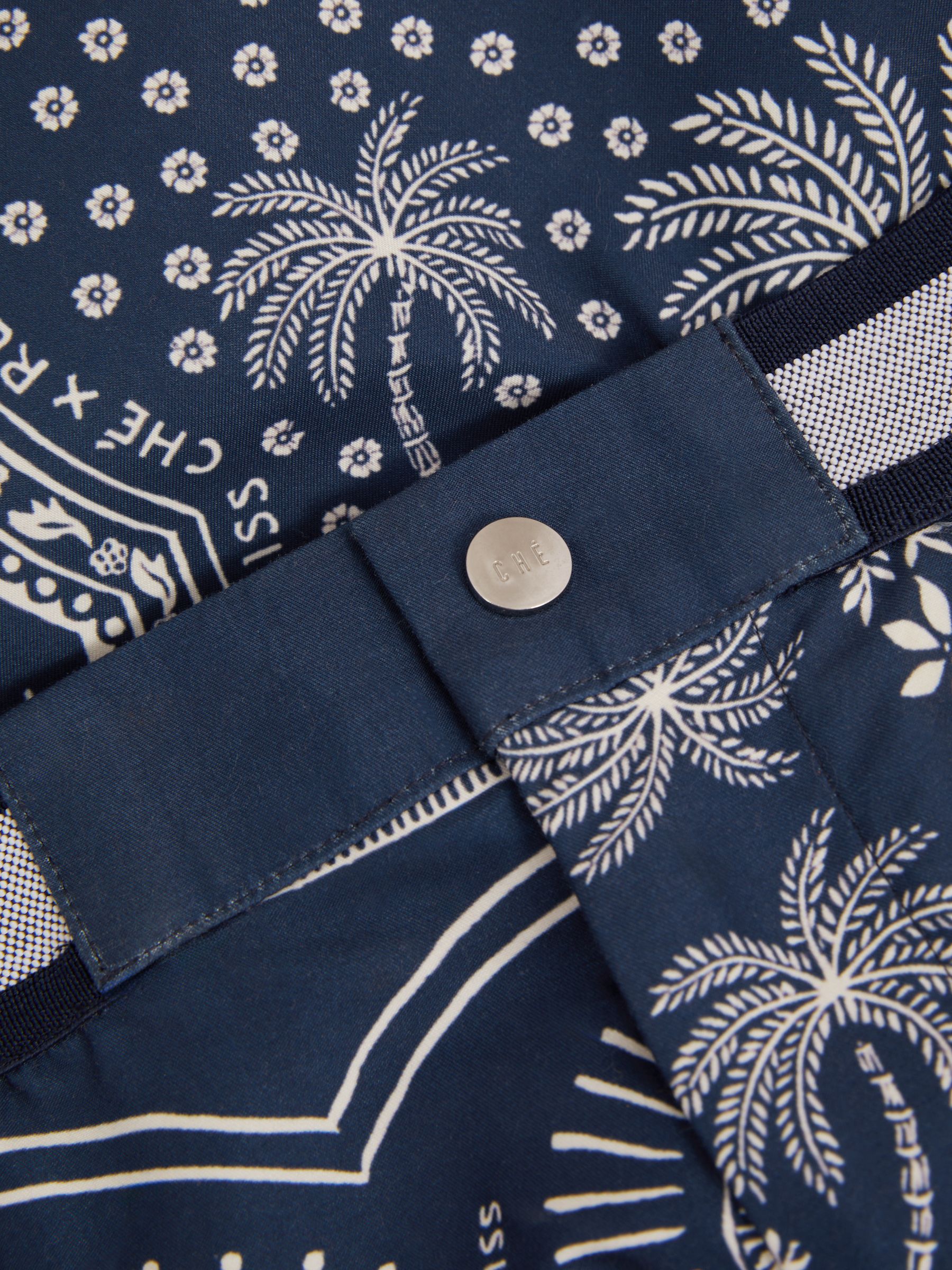 Ché Printed Elasticated Waist Swim Shorts in Navy/White - Image 4 of 5