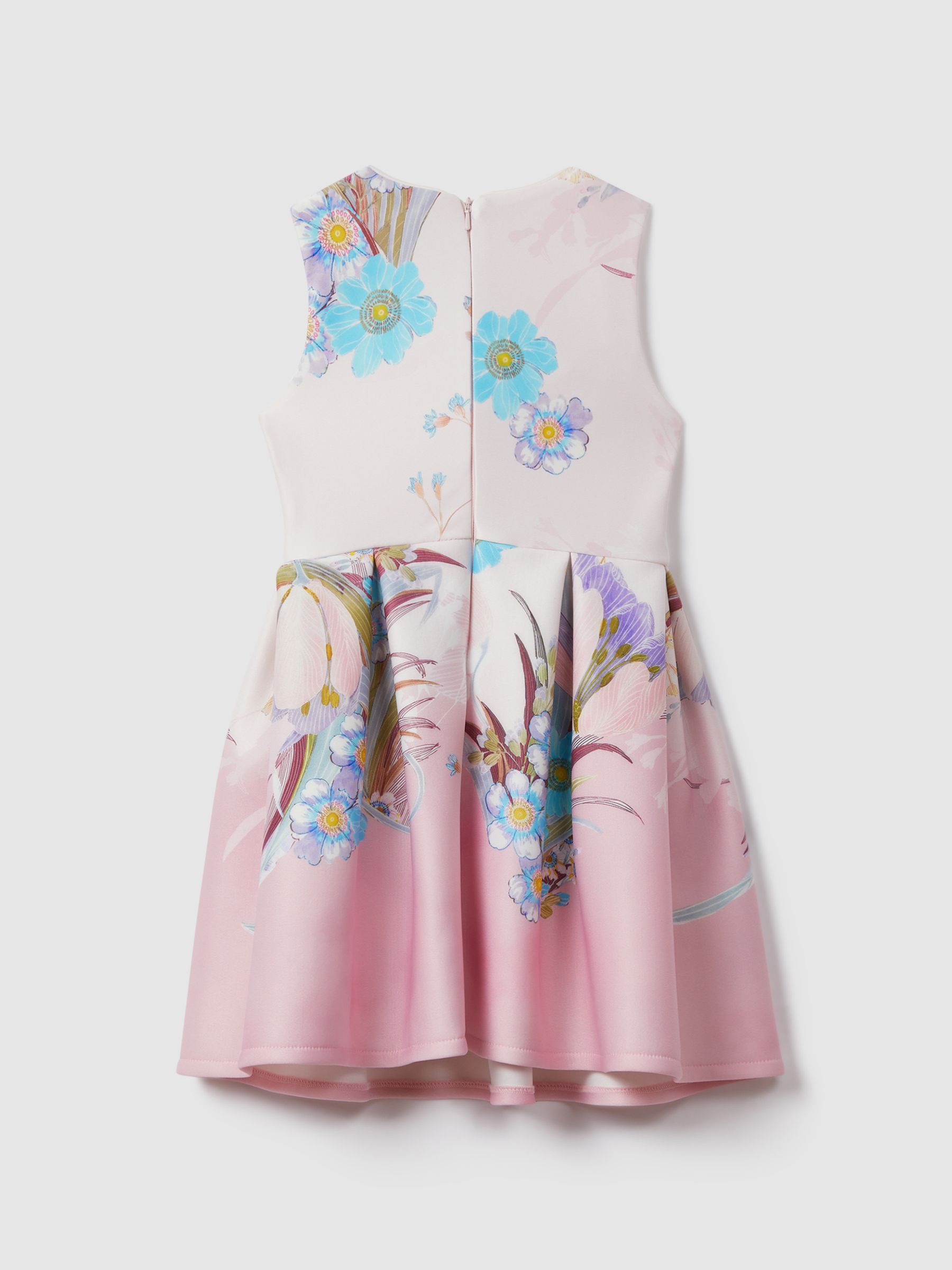 13-14 yrs Floral Scuba Twist Fit-and-Flare Dress in Pink - Image 4 of 5