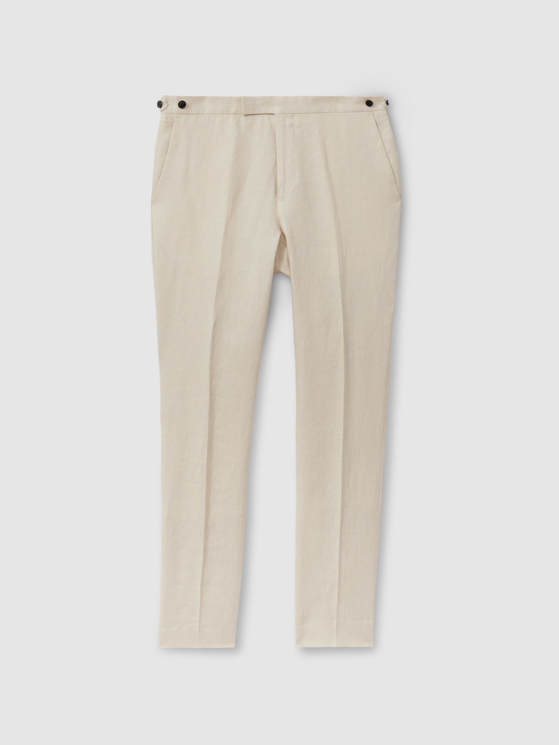 Linen Side Adjuster Trousers in Oatmeal - Image 2 of 6