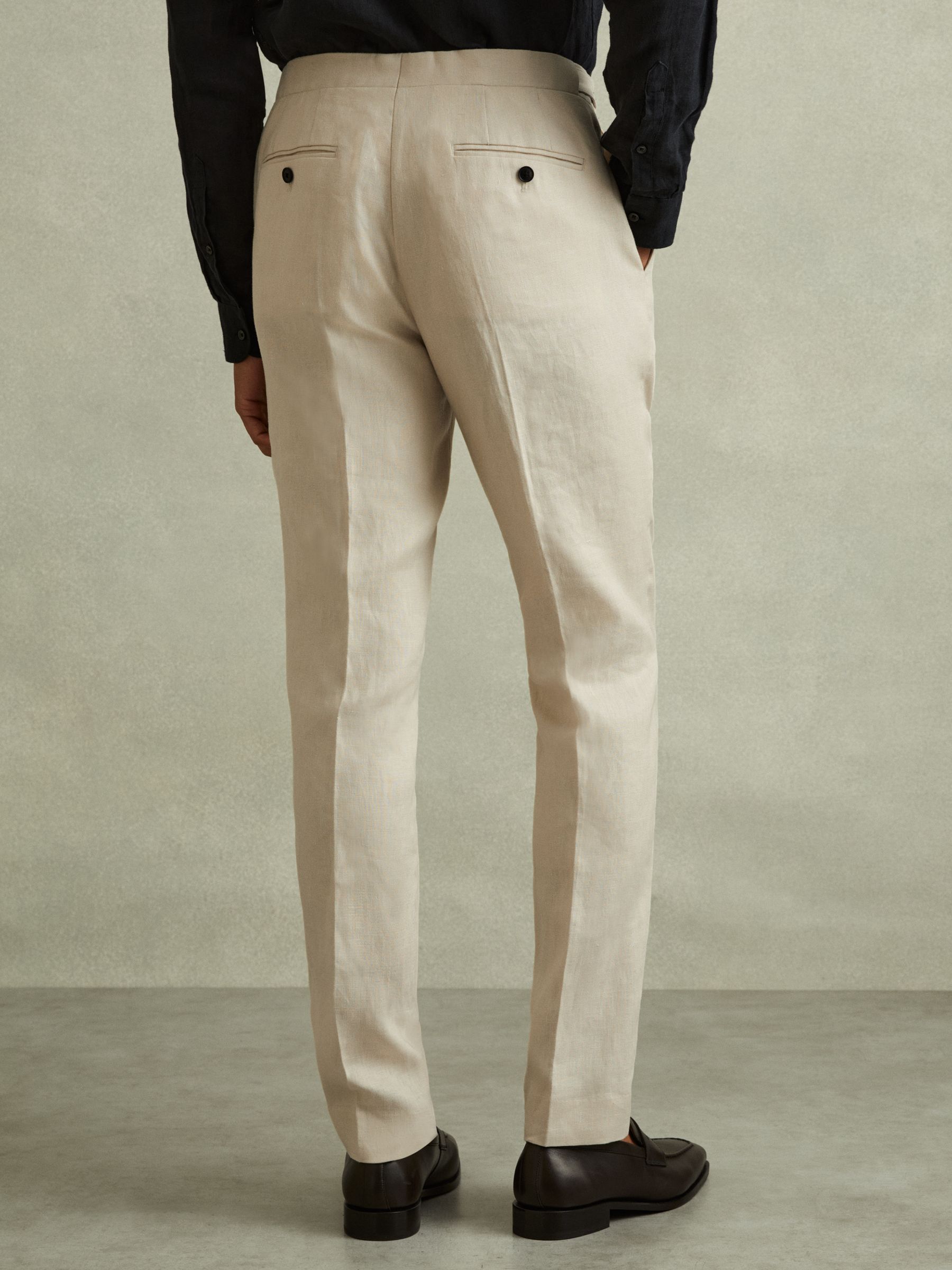 Linen Side Adjuster Trousers in Oatmeal - Image 5 of 6