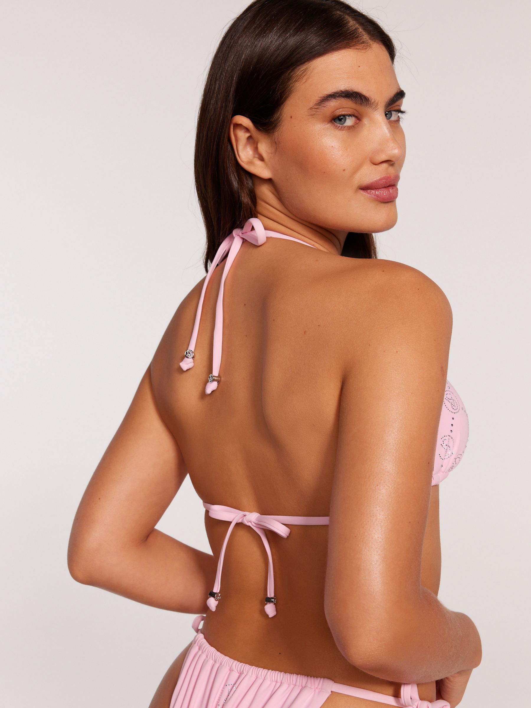 Pink Diamanté Monogram Triangle Bikini Top - Image 4 of 6