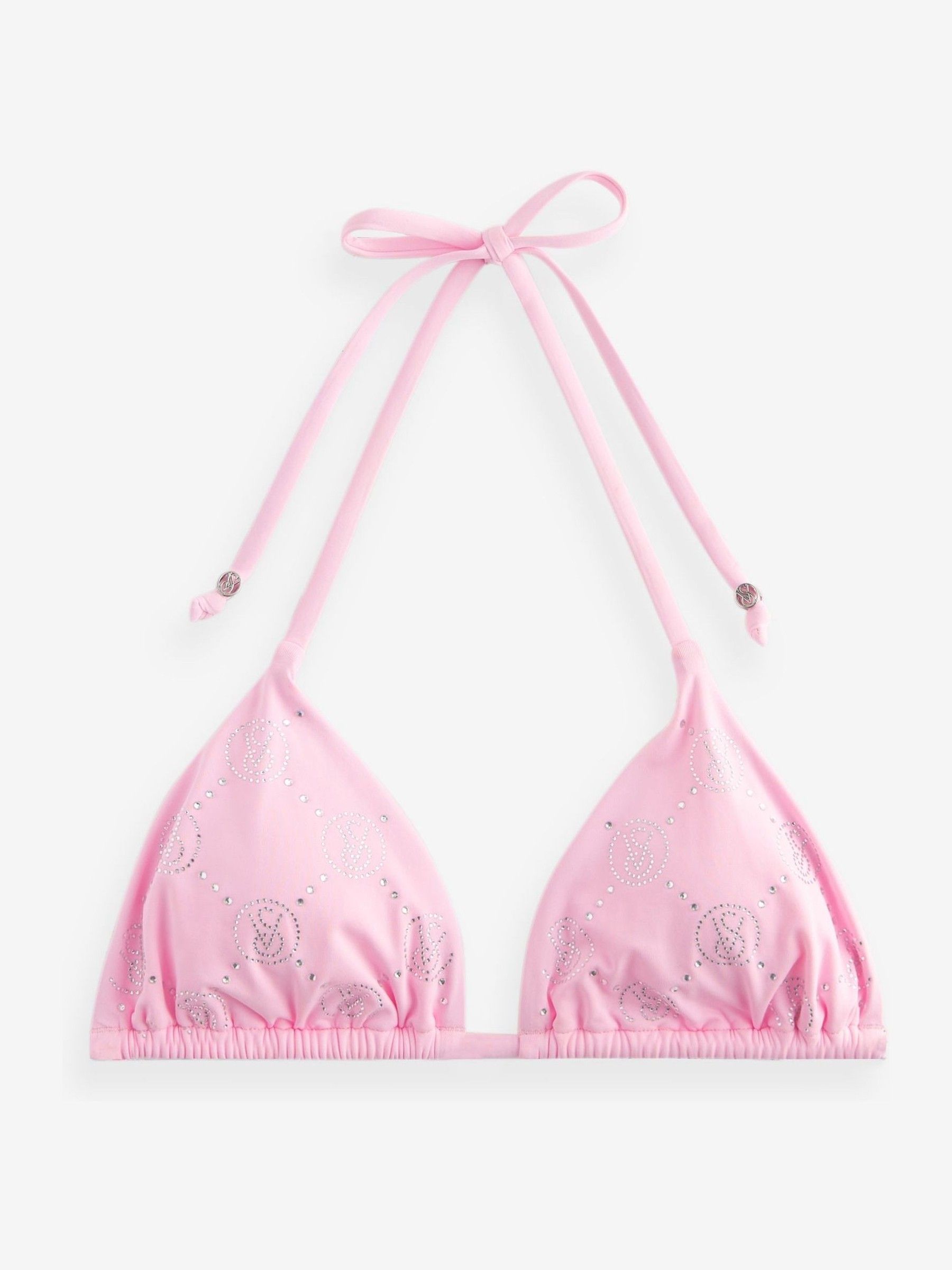 Pink Diamanté Monogram Triangle Bikini Top - Image 6 of 6