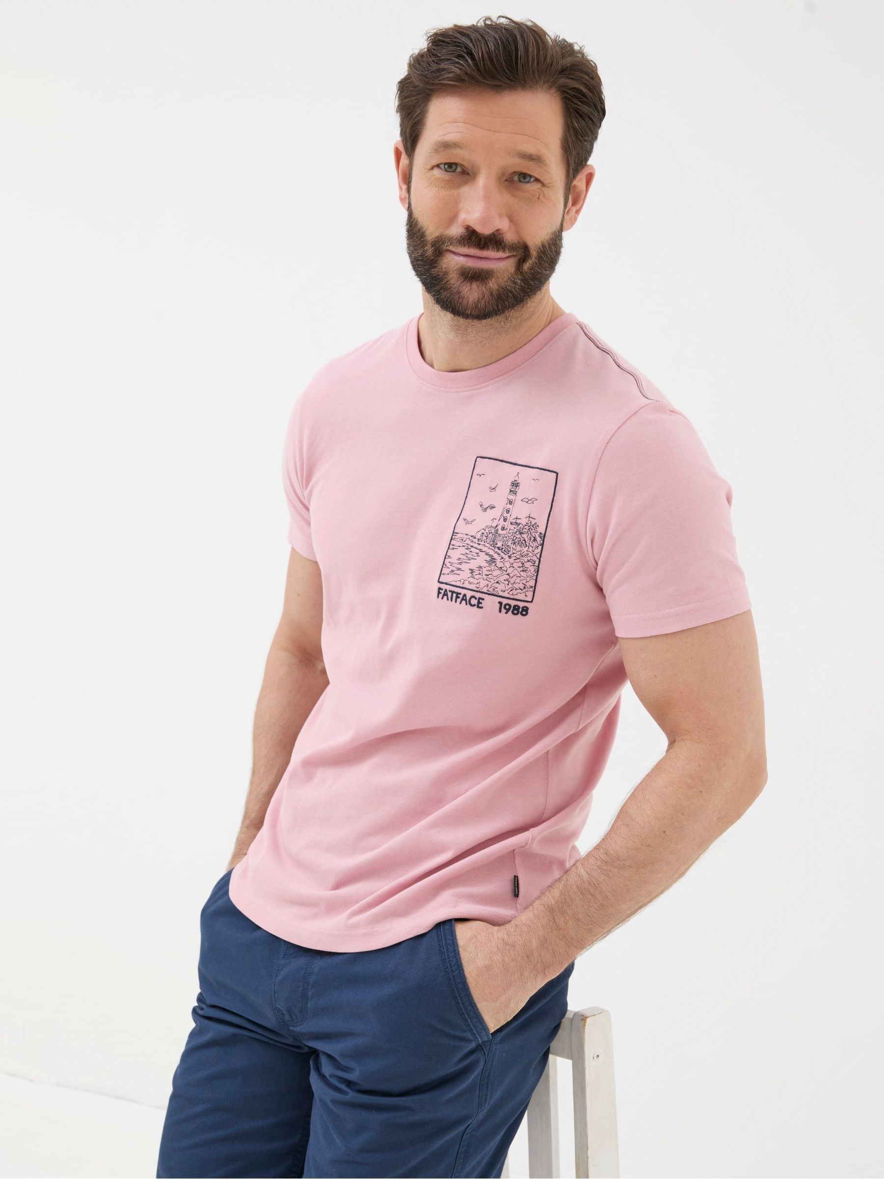 Pink Lighthouse Embroidered T-Shirt - Image 3 of 5