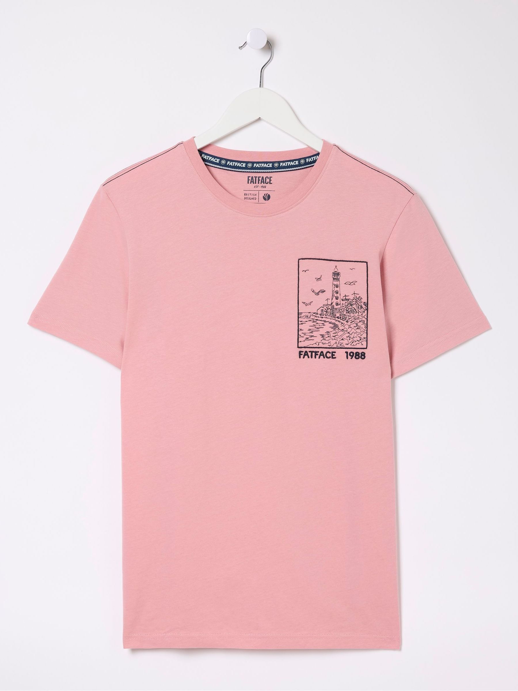 Pink Lighthouse Embroidered T-Shirt - Image 5 of 5