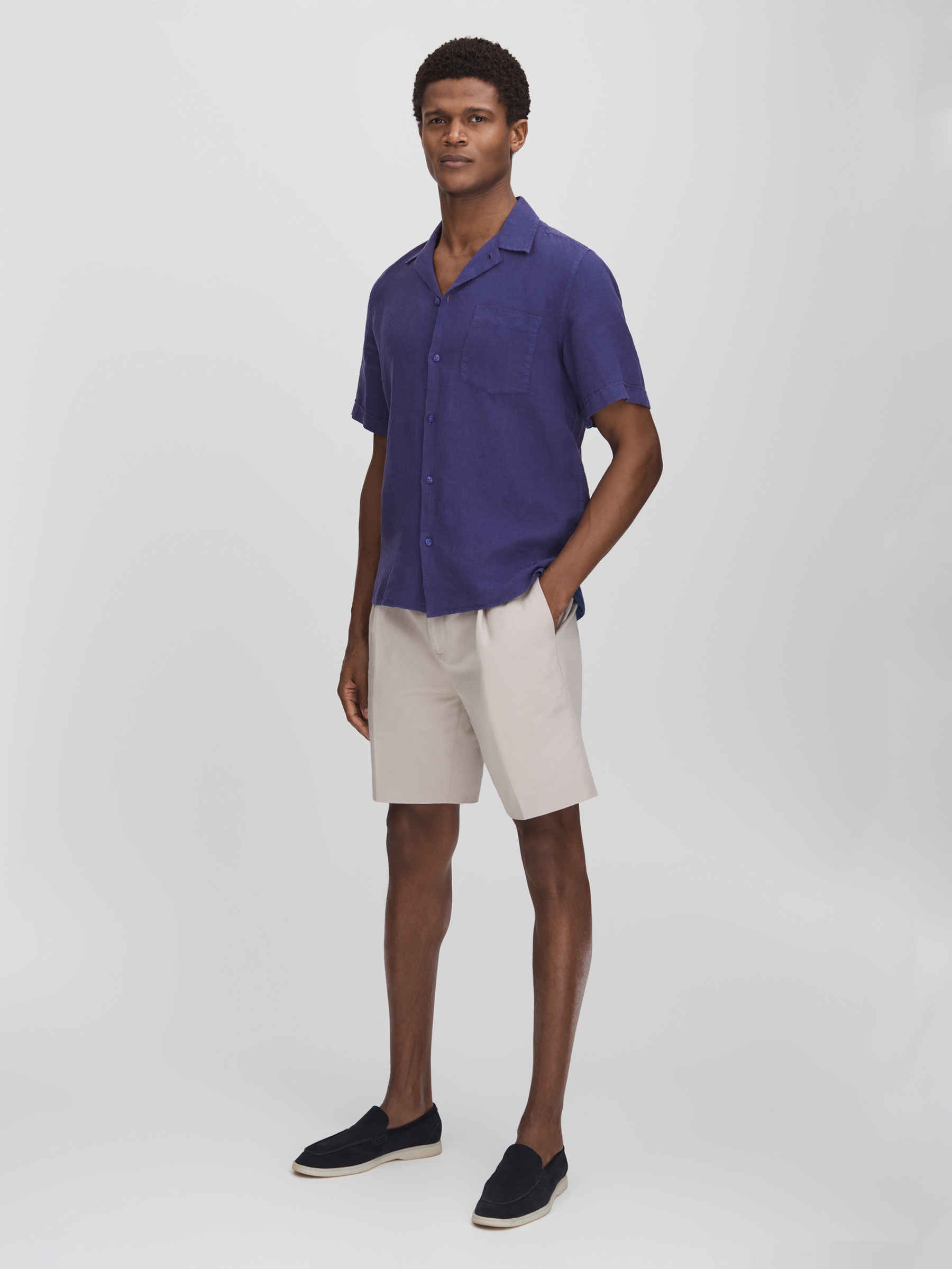 Vilebrequin Linen Shirt in Navy - Image 3 of 6