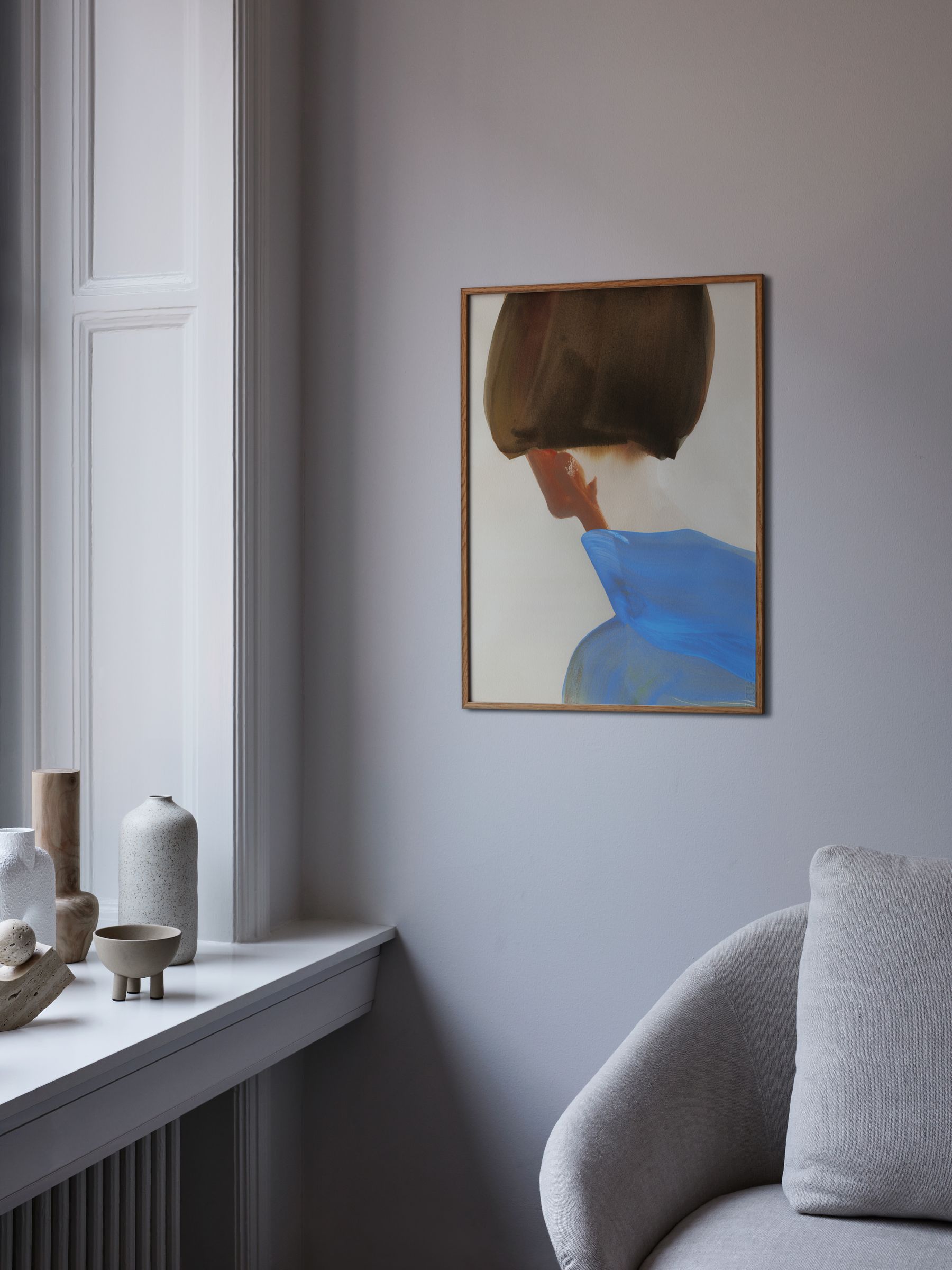 Paper Collective The Blue Cape Framed Wall Art Print in Natural Oak Frame - Image 2 of 4