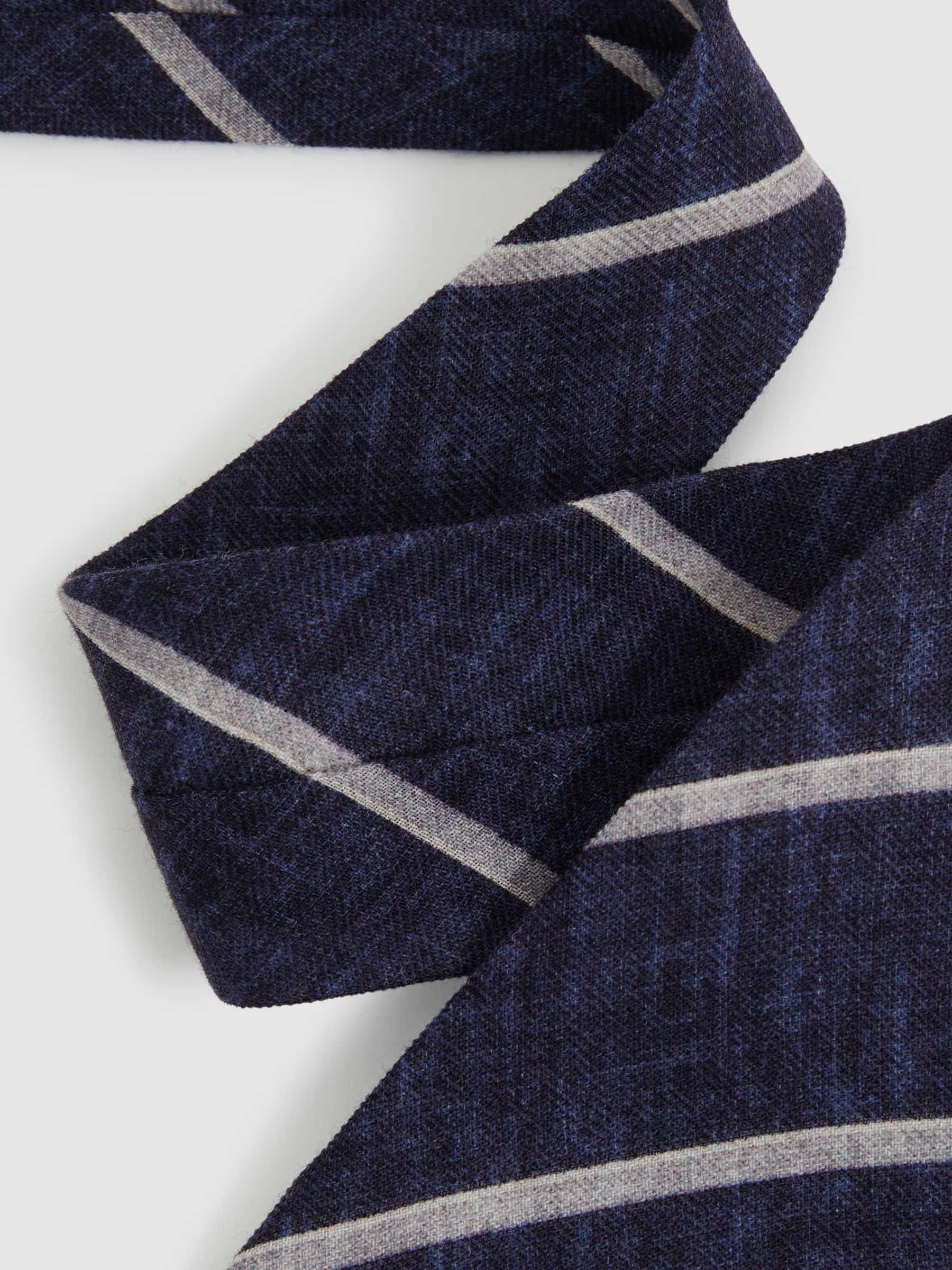 Striped Wool Melange Tie in Navy - Image 3 of 5