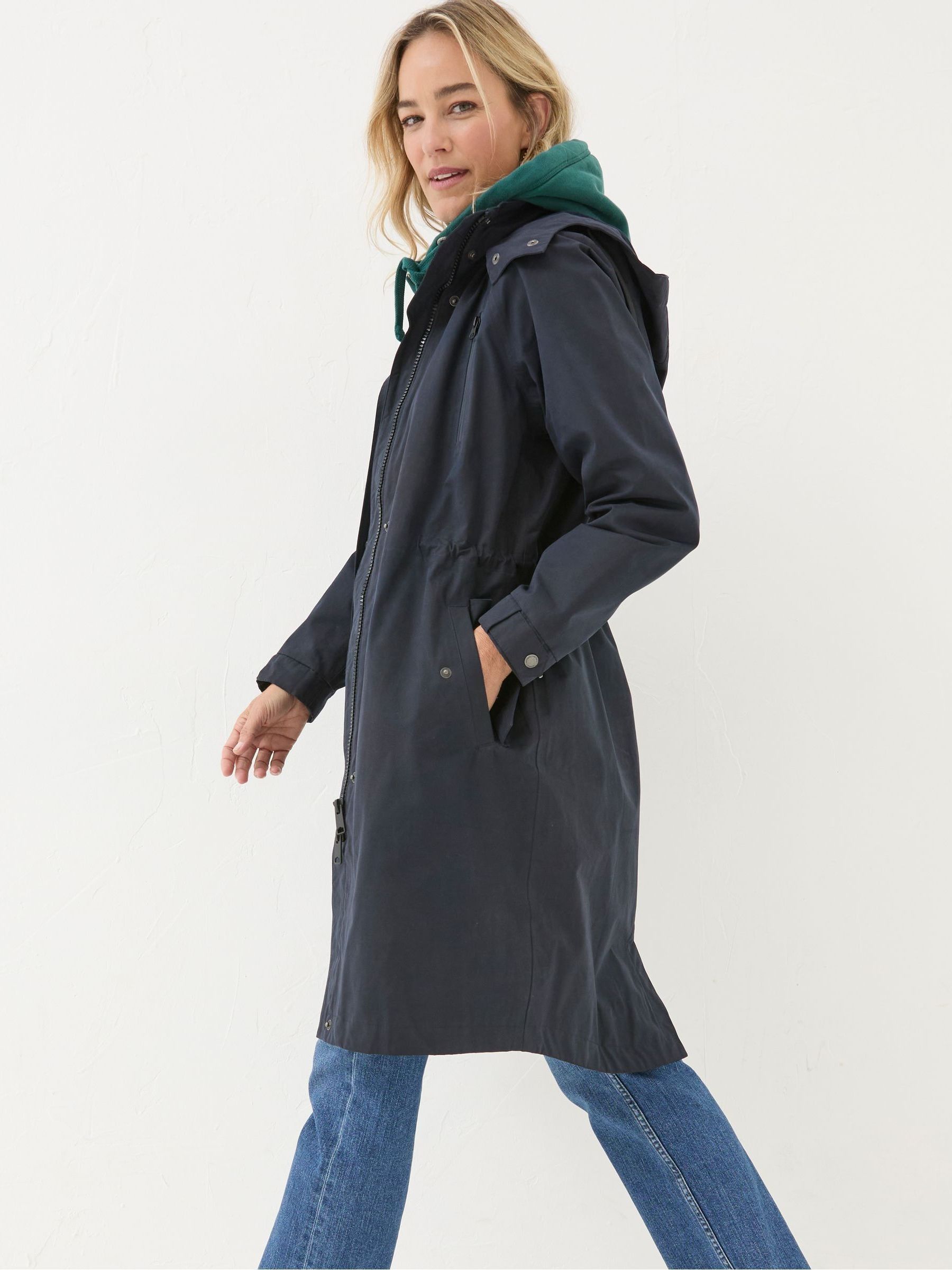 Juno Navy Waterproof Long Coat - Image 2 of 6