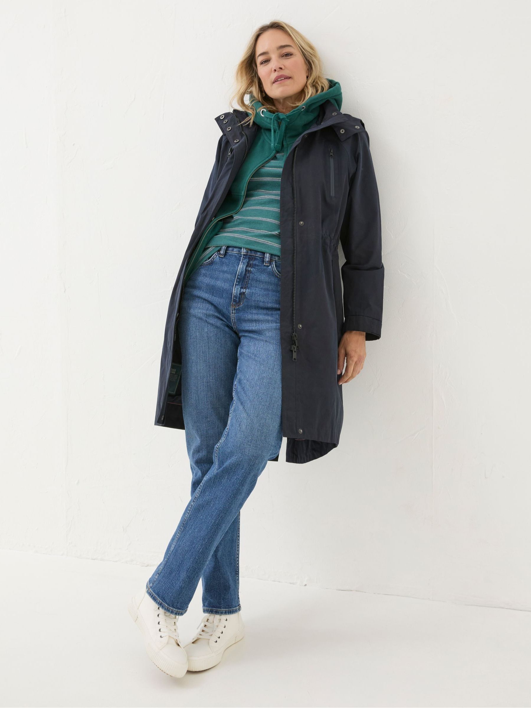 Juno Navy Waterproof Long Coat - Image 3 of 6