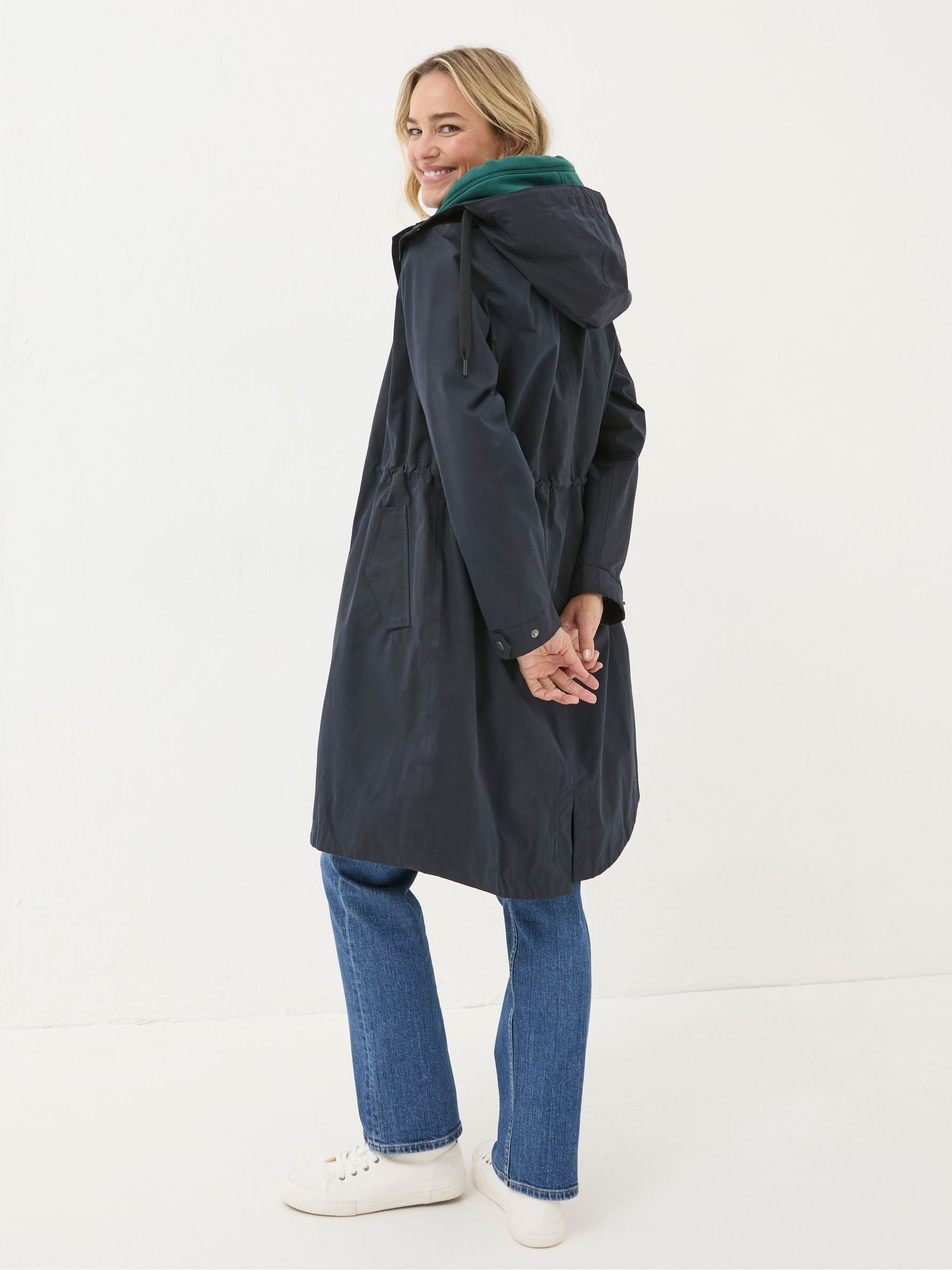 Juno Navy Waterproof Long Coat - Image 4 of 6