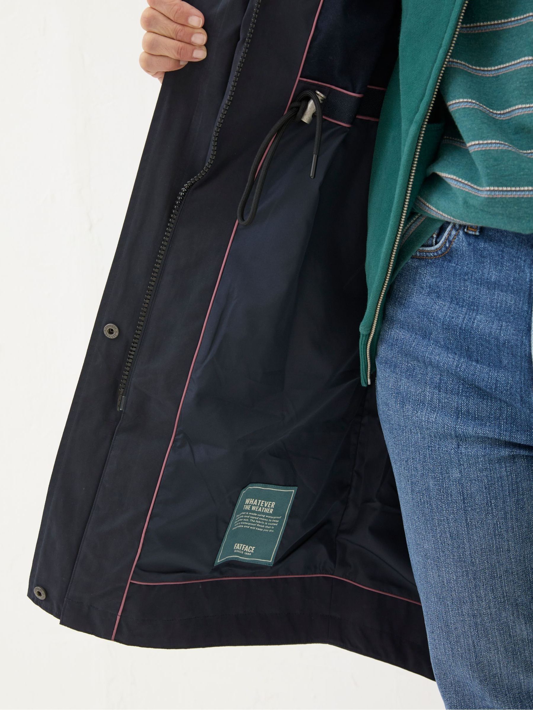 Juno Navy Waterproof Long Coat - Image 5 of 6