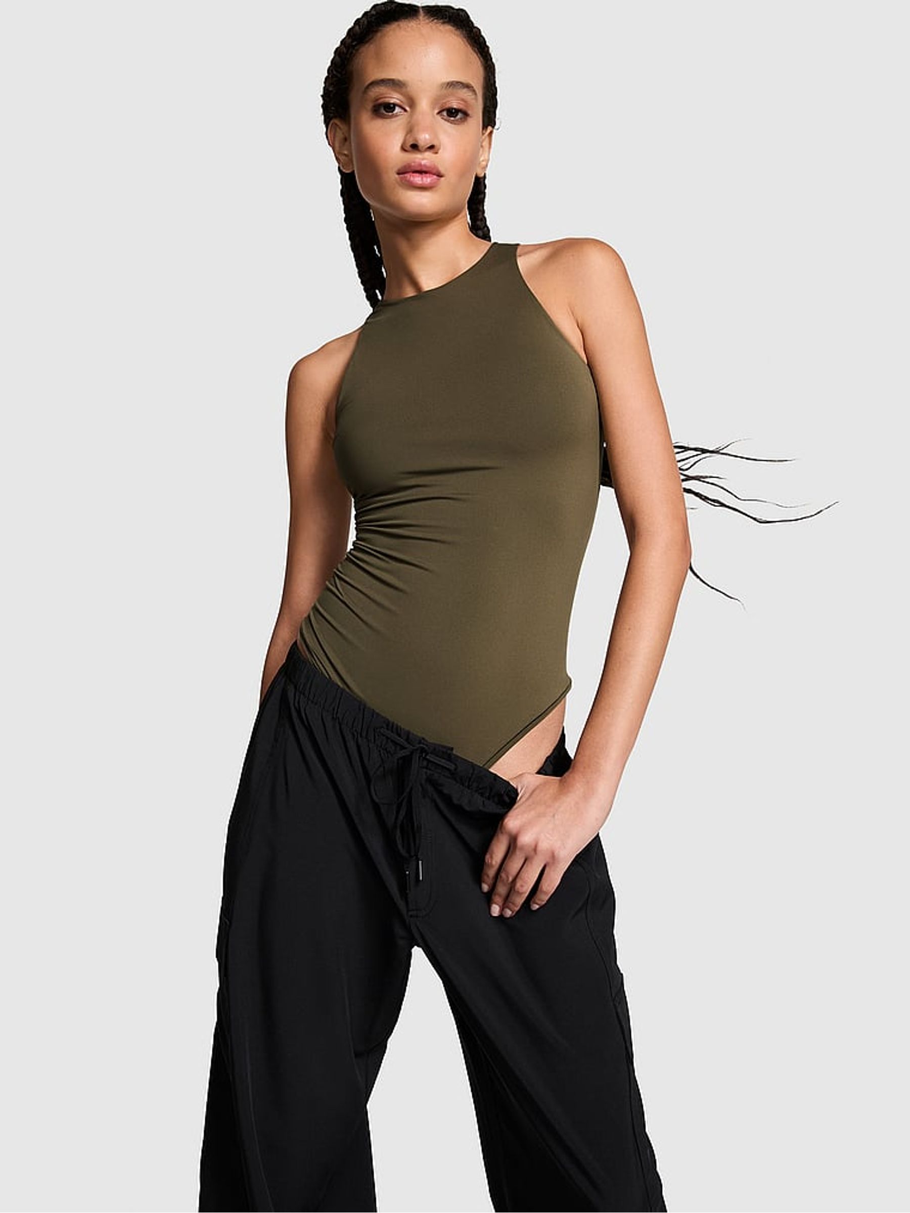 Olive Green Soft Stretch Tank Bodysuit - Image 1 of 3