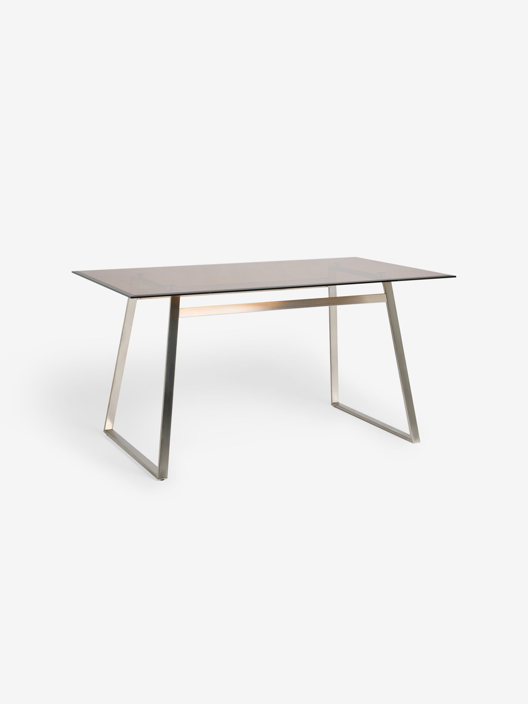 Haku 6 Seater Rectangle Dining Table in Stainless Steel Amber Glass - Image 5 of 6