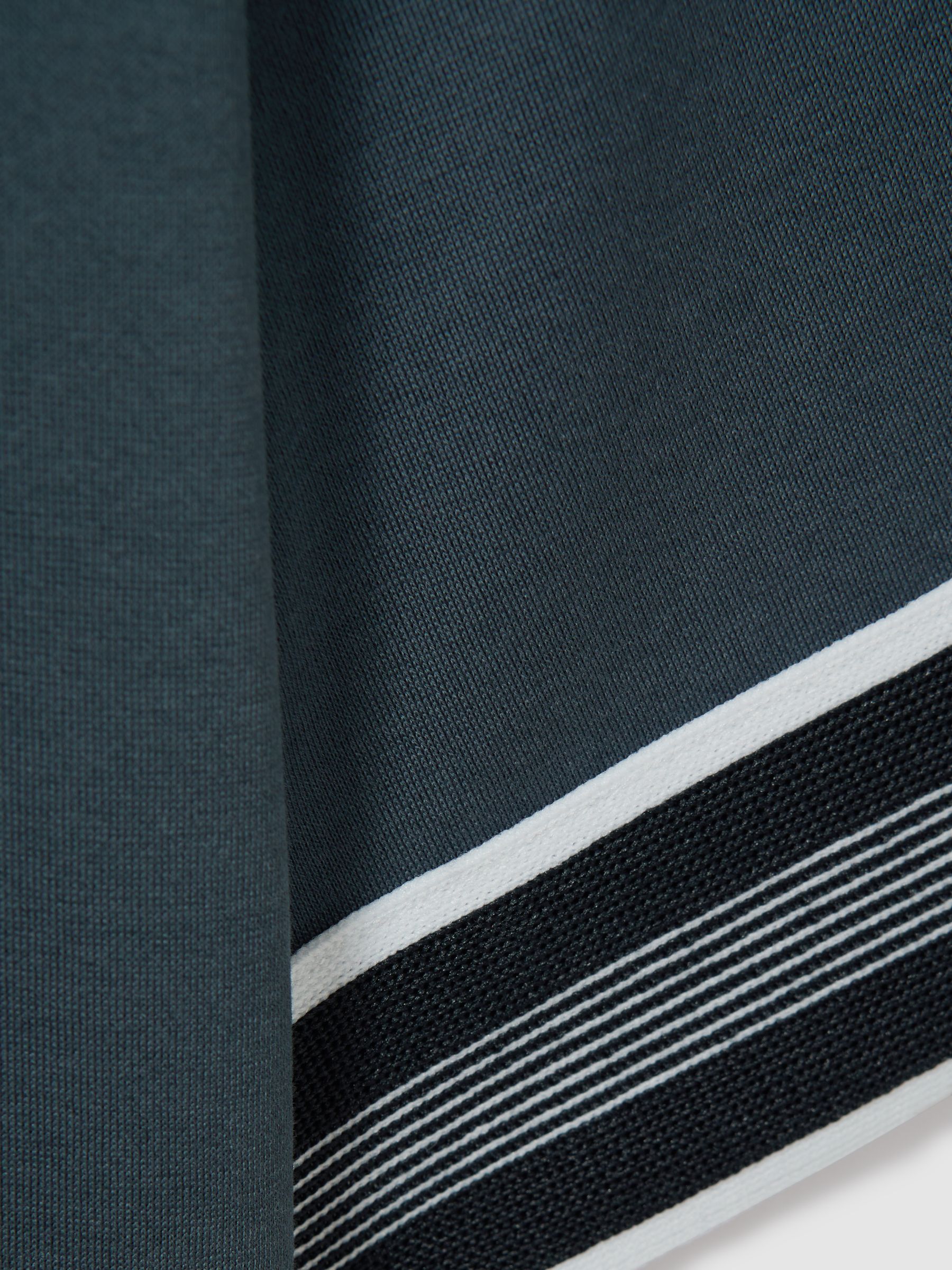 Mercerised Cotton Striped T-Shirt in Steel Blue - Image 5 of 5