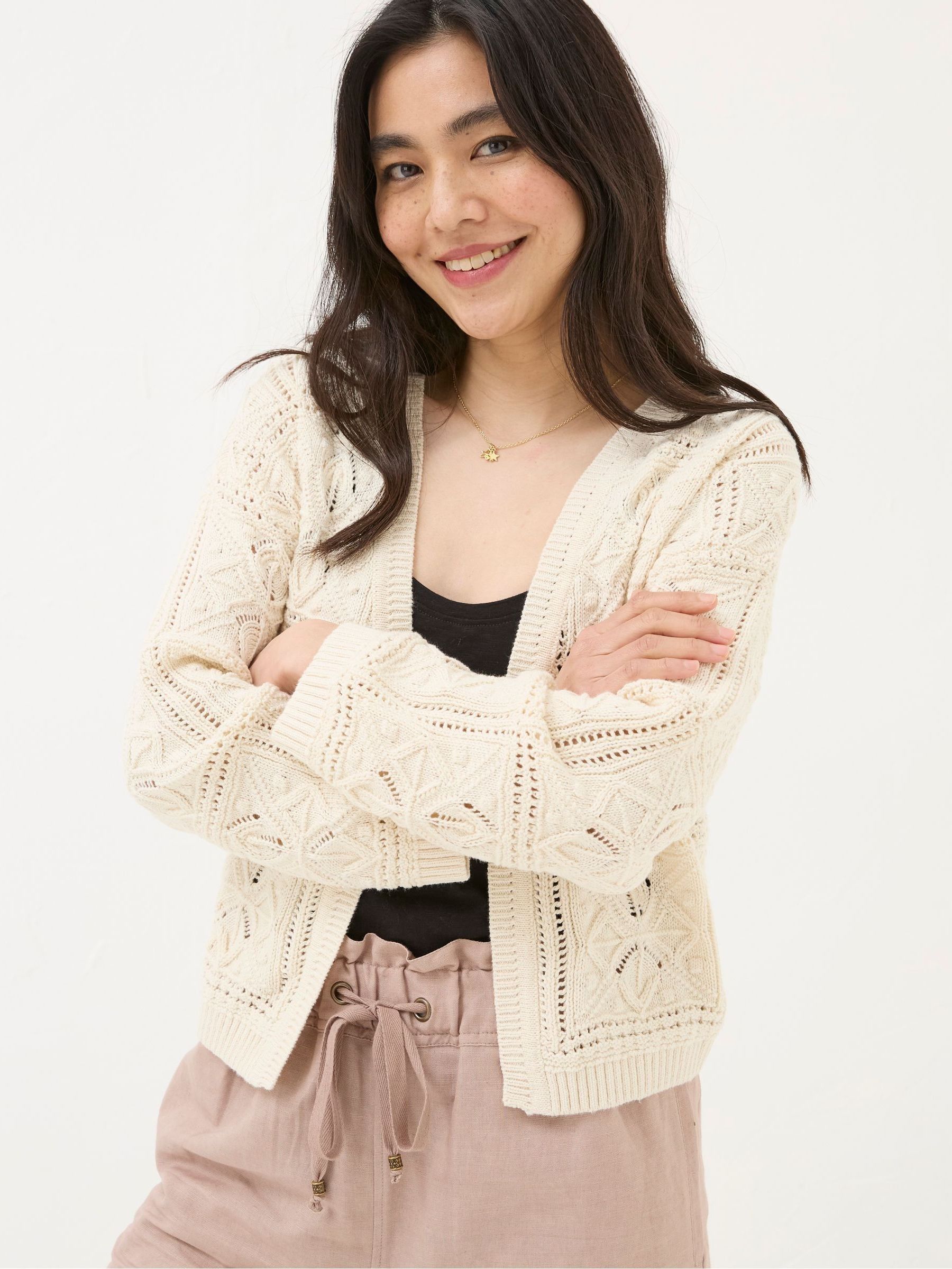 Annabelle Natural Patchwork Cardigan - Image 1 of 6 Annabelle Natural Patchwork Cardigan - Image 1 of 6