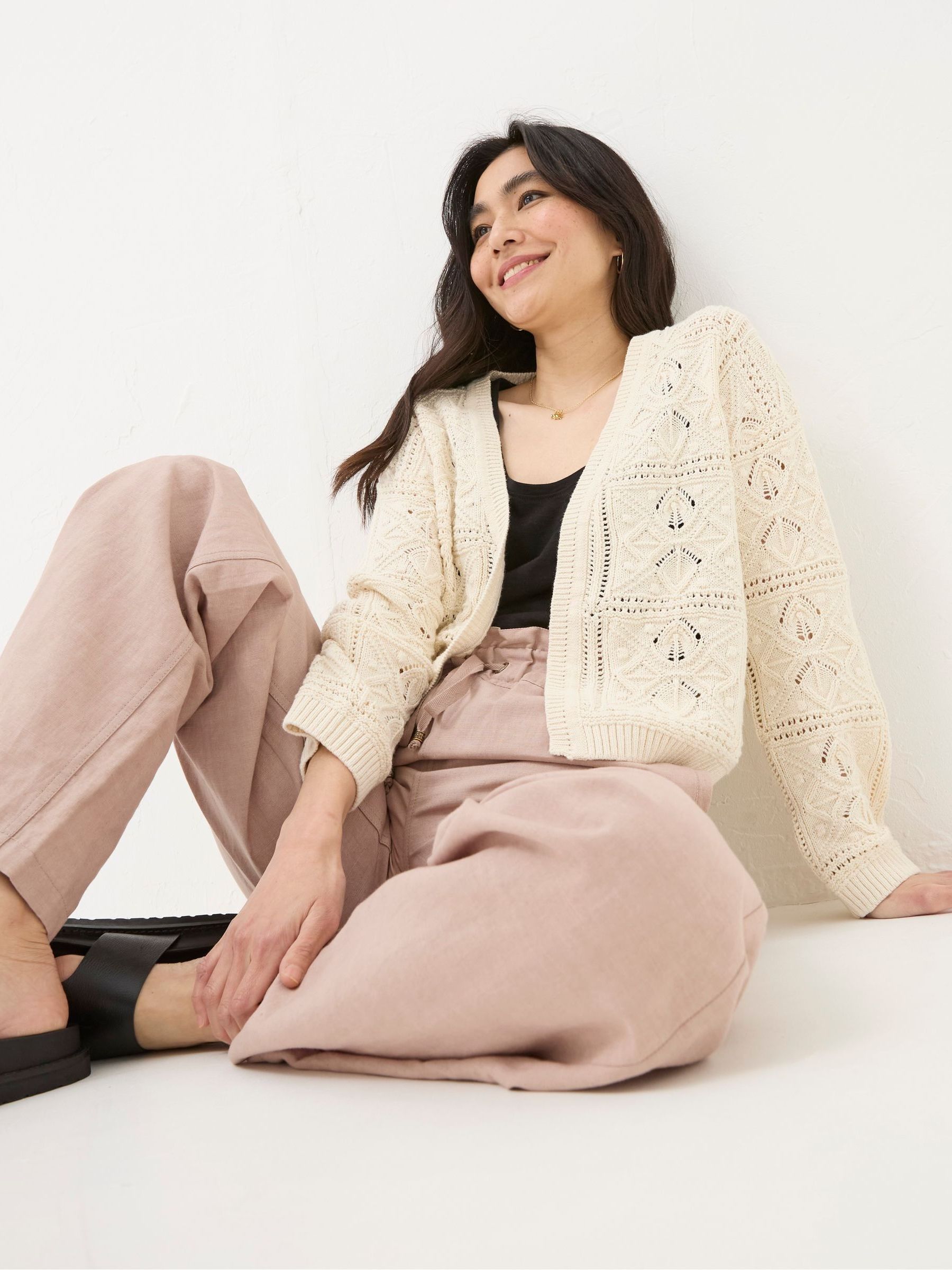Annabelle Natural Patchwork Cardigan - Image 4 of 6