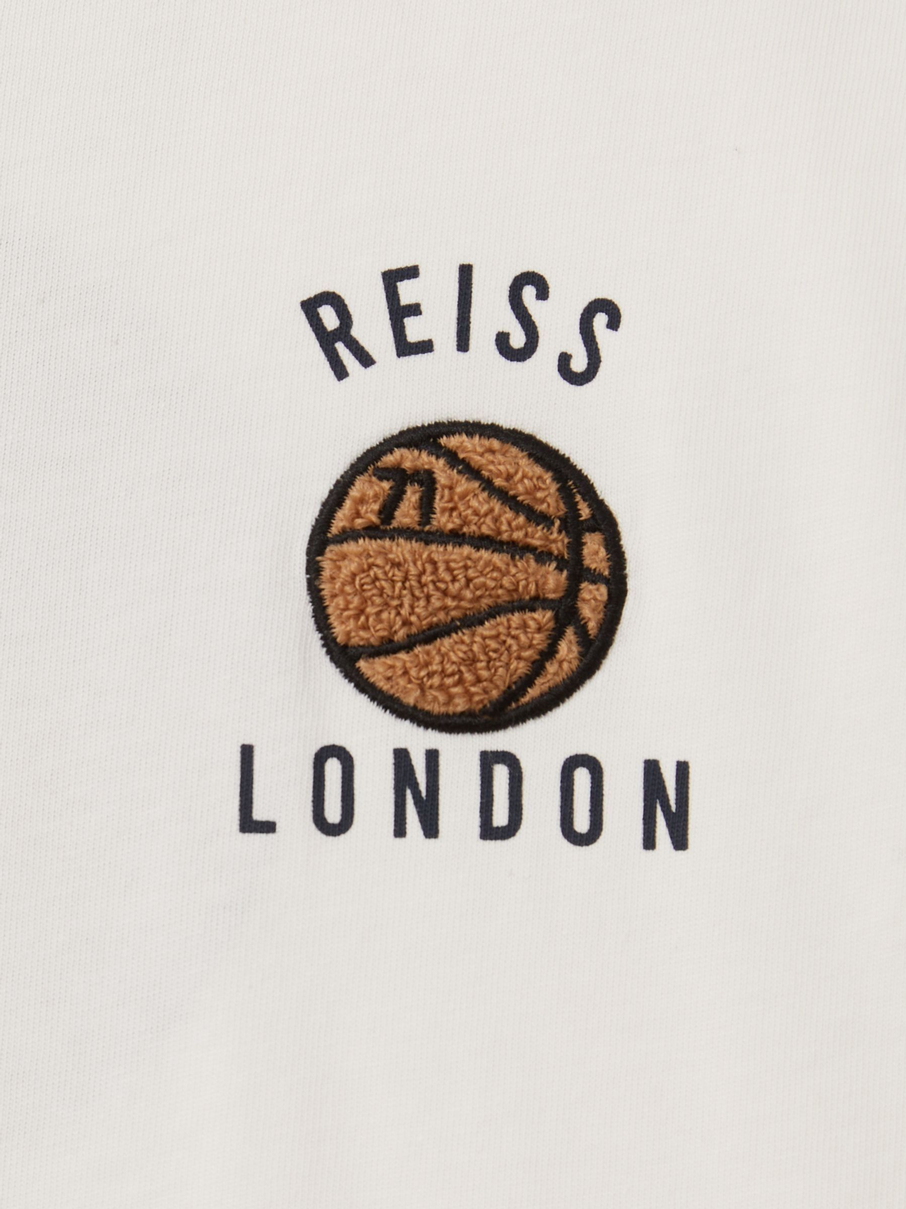 Junior Oversized Cotton Basketball Motif T-Shirt in Off White - Image 4 of 5