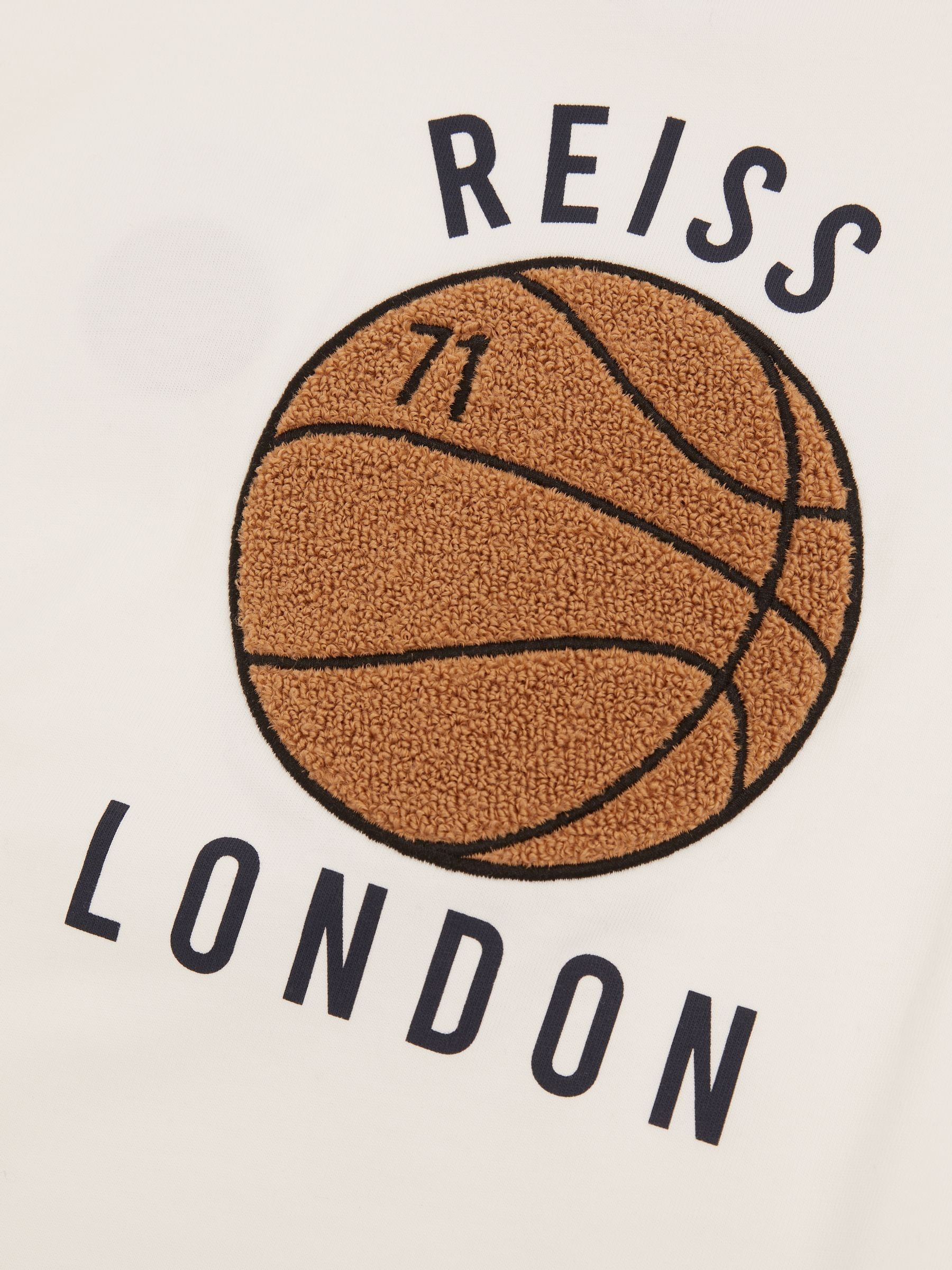 Junior Oversized Cotton Basketball Motif T-Shirt in Off White - Image 5 of 5