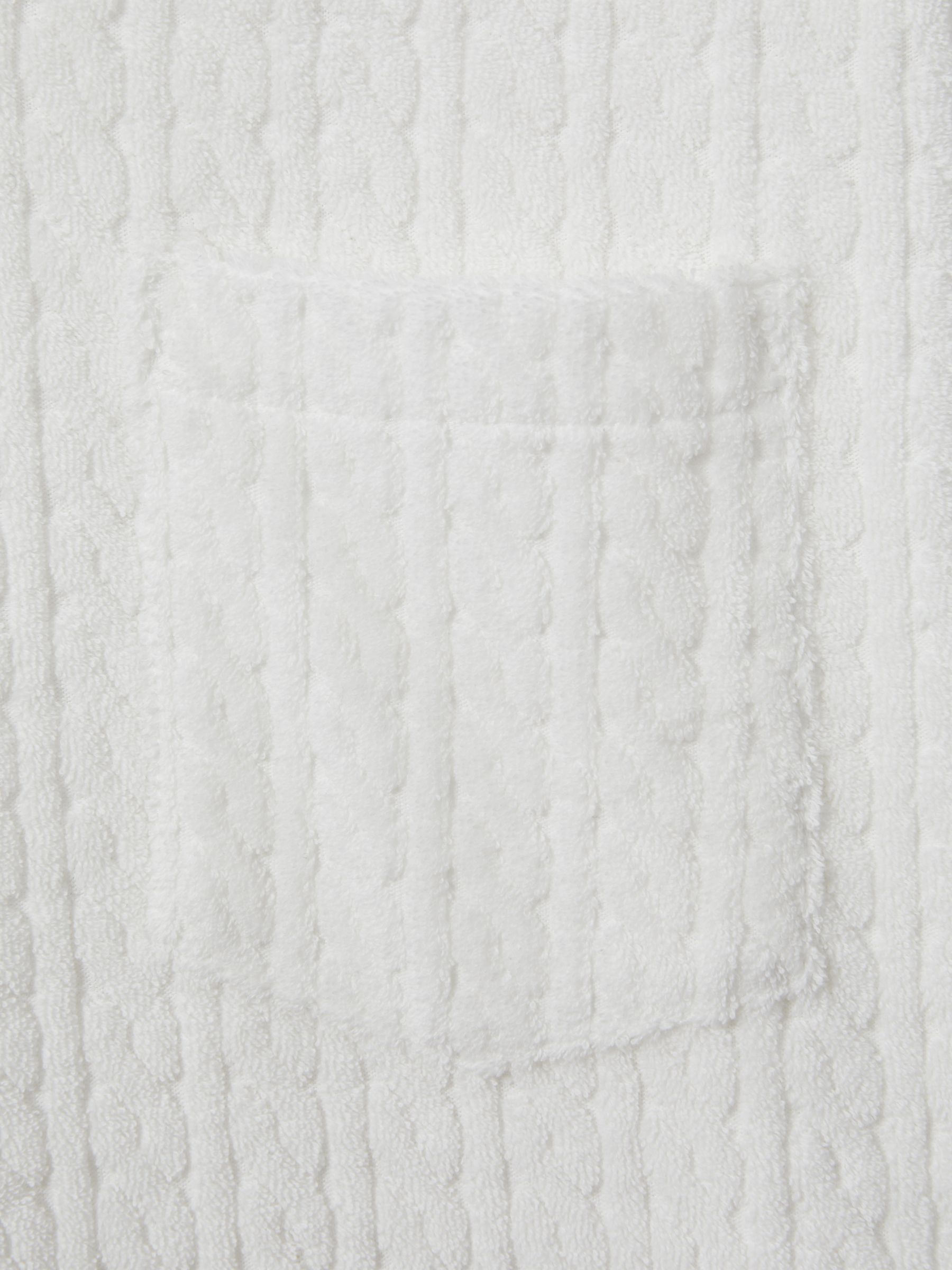 Towelling Cable Knit Polo Shirt in White - Image 6 of 6