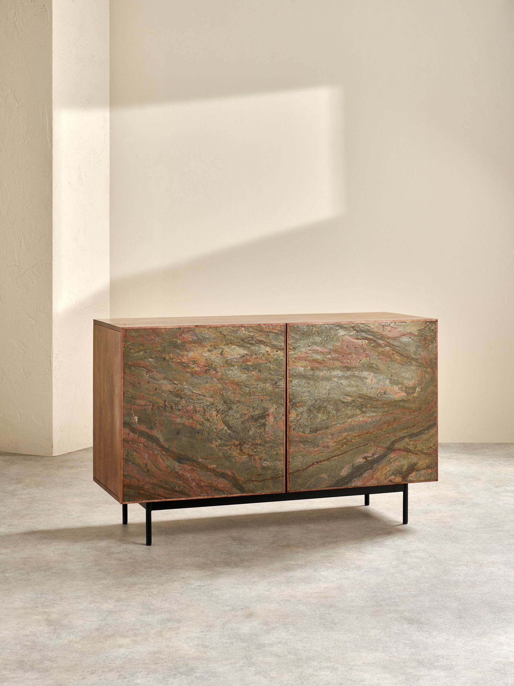 Dilan Small Sideboard in Mango Wood Stone Veneer - Image 2 of 6