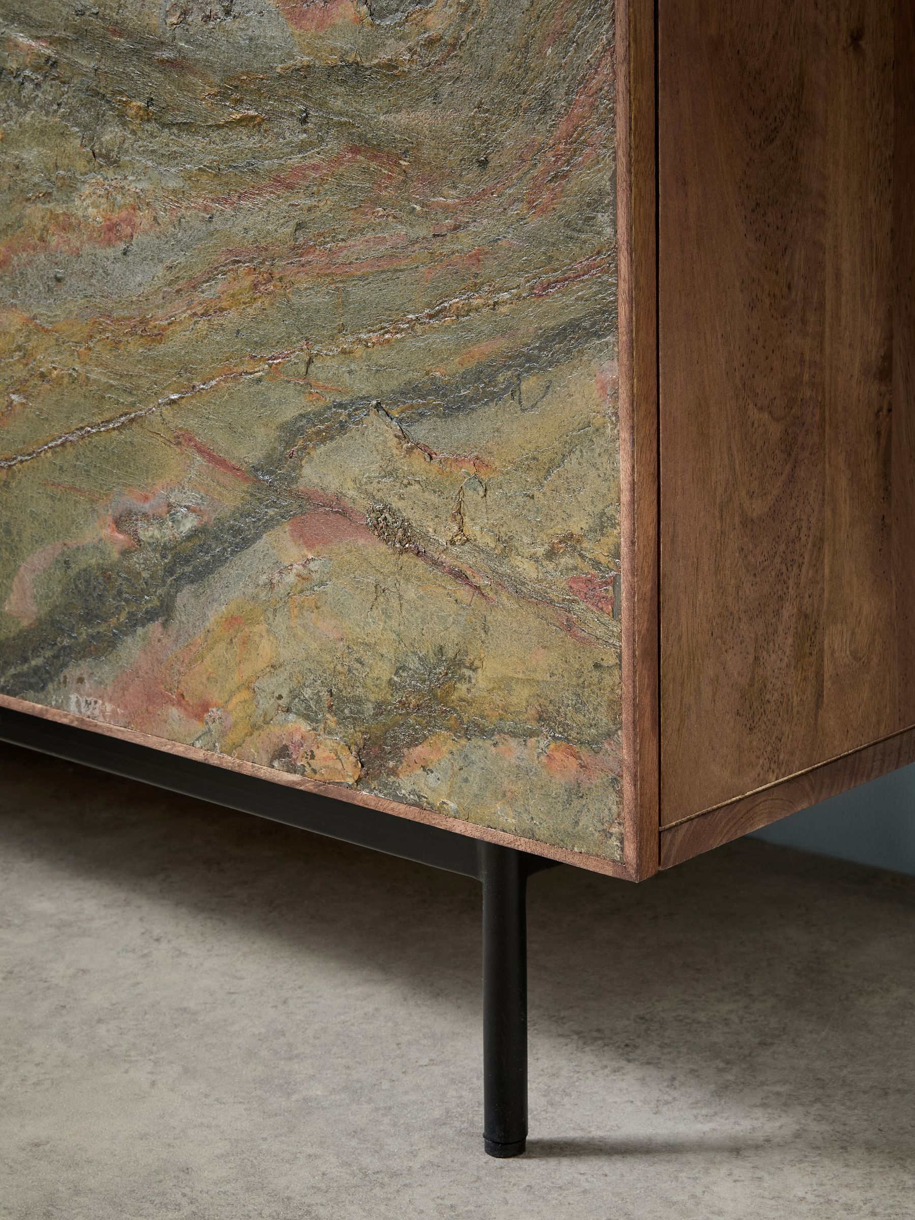 Dilan Small Sideboard in Mango Wood Stone Veneer - Image 3 of 6