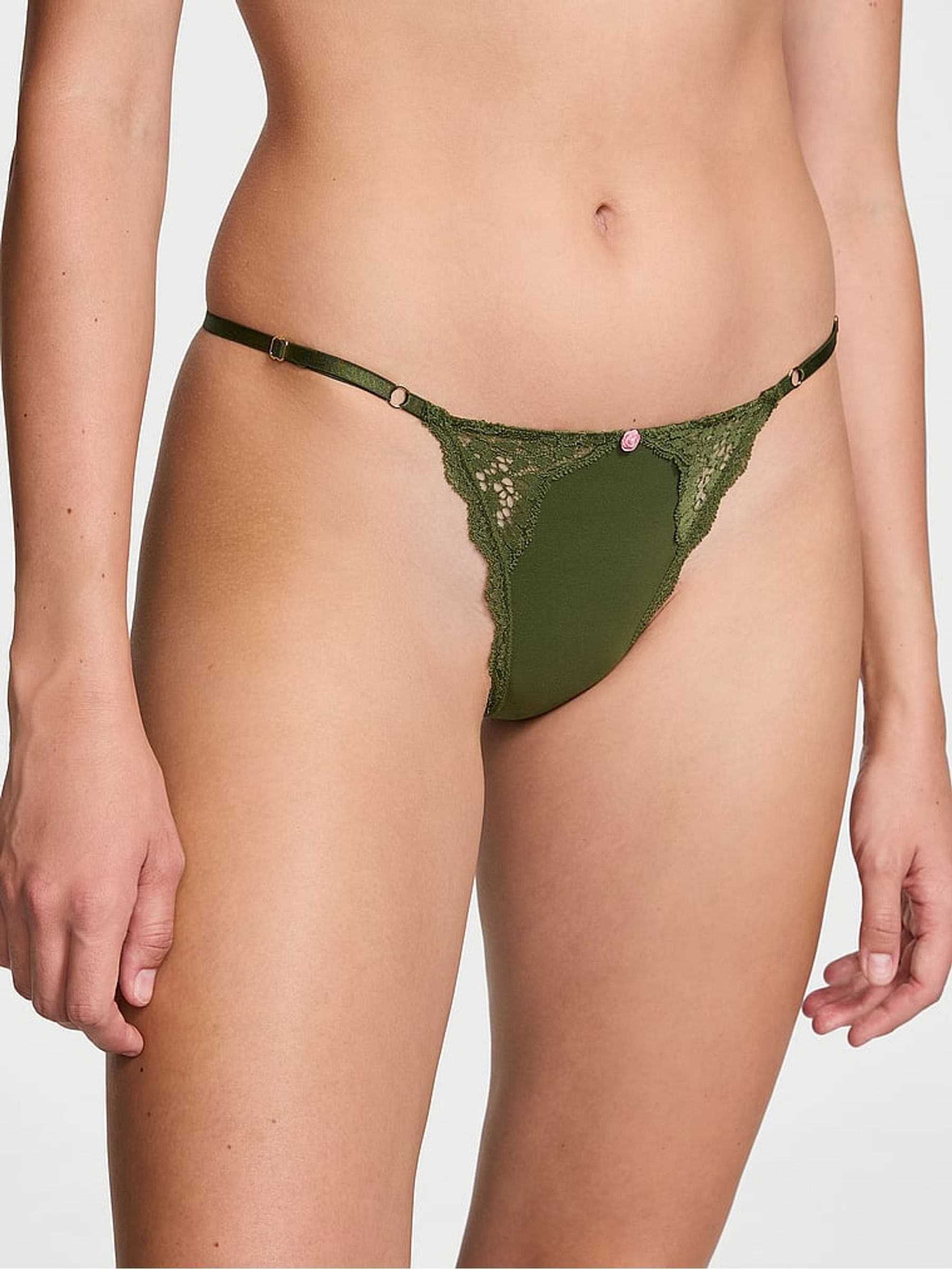 Woodland Green Lace Trim G String Knickers - Image 1 of 3