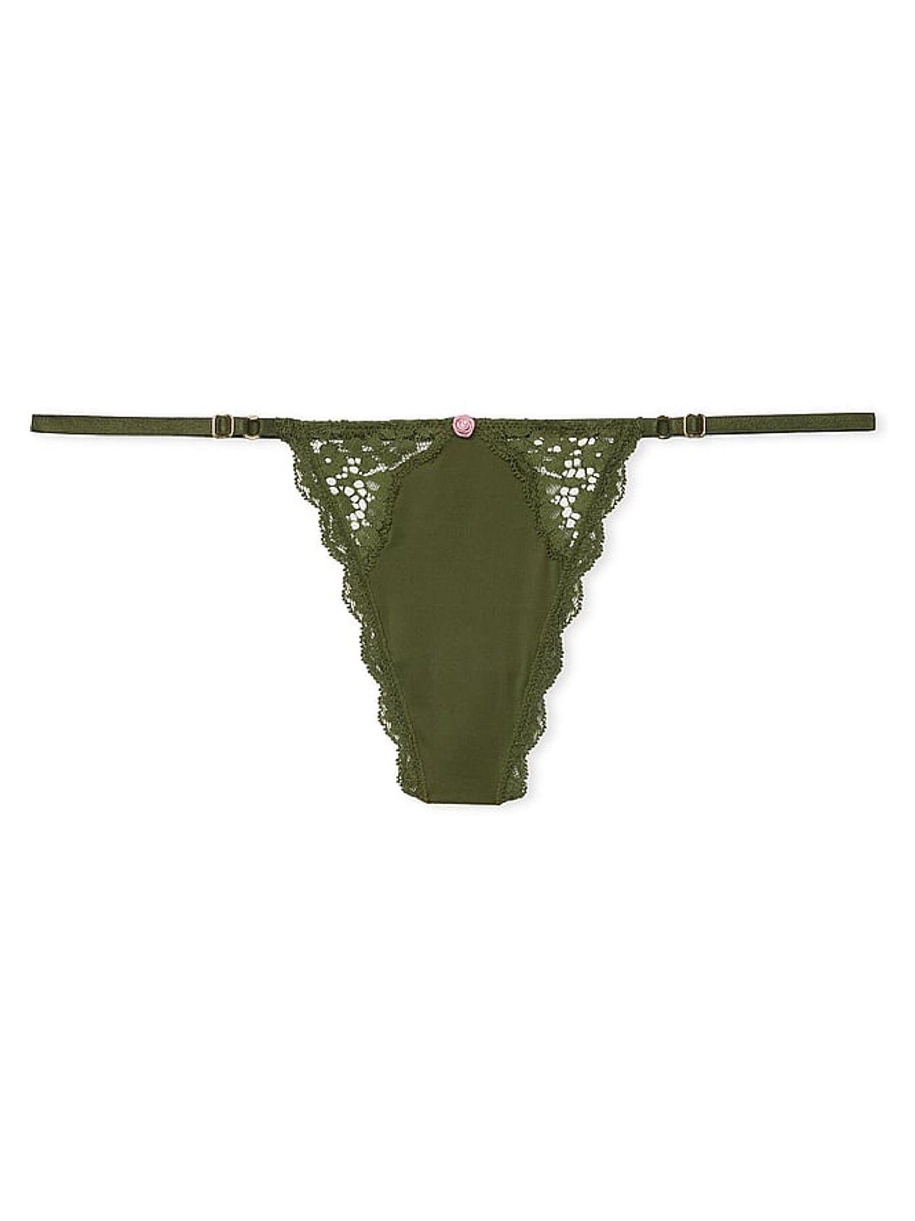 Woodland Green Lace Trim G String Knickers - Image 3 of 3