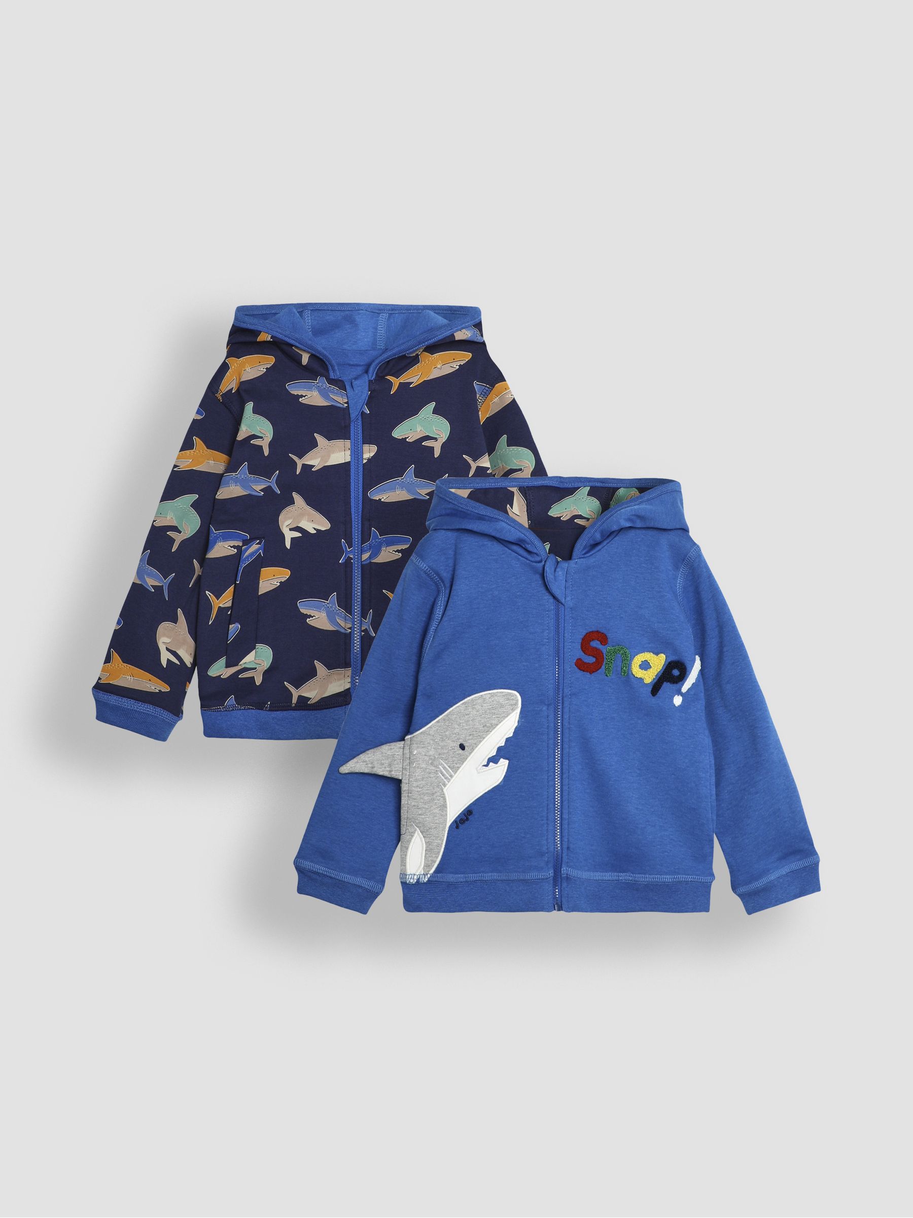 Blue Shark Appliqué Reversible Hoodie - Image 1 of 10