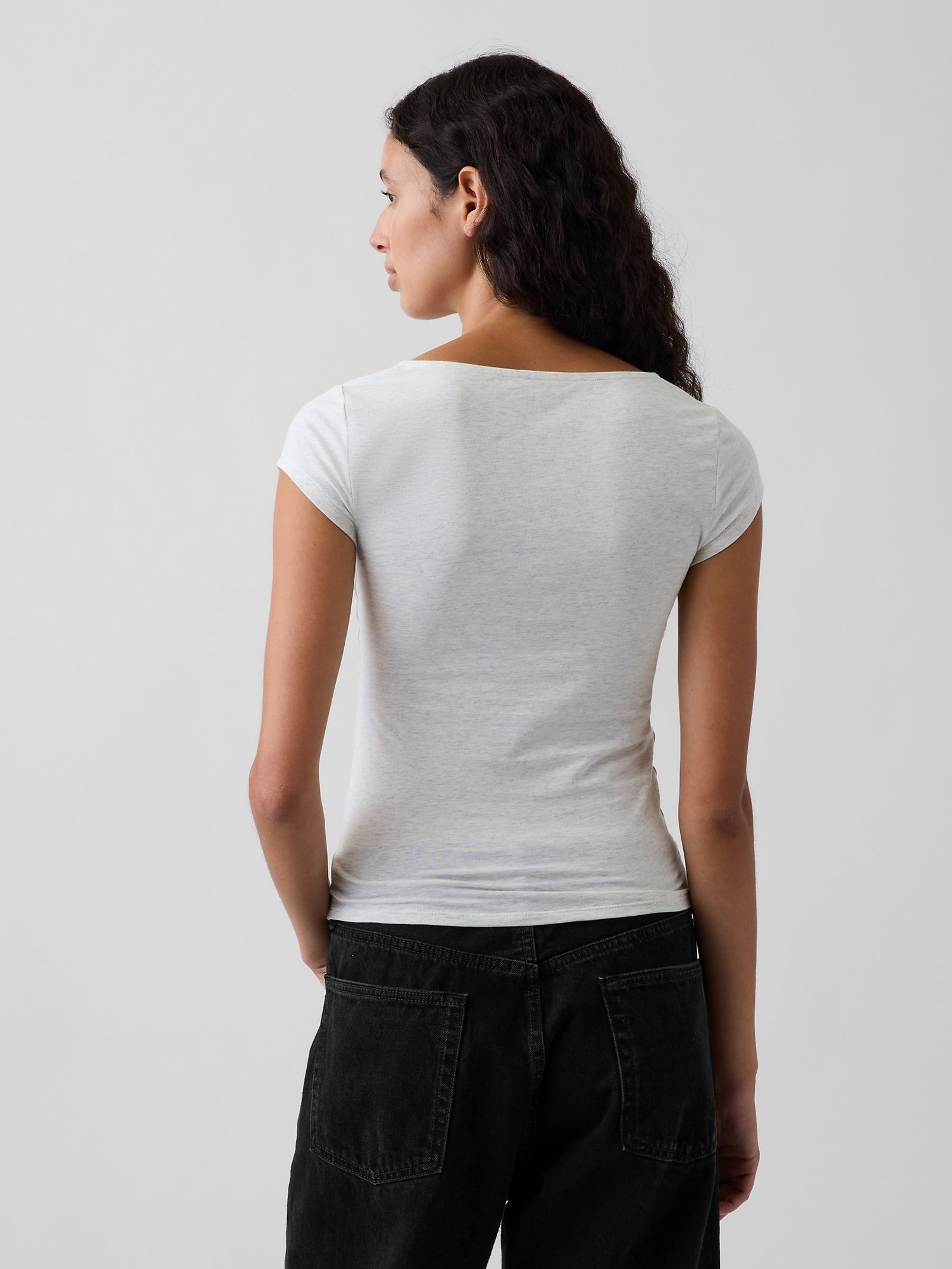 Grey Close Knit Jersey V-Neck T-Shirt - Image 2 of 4
