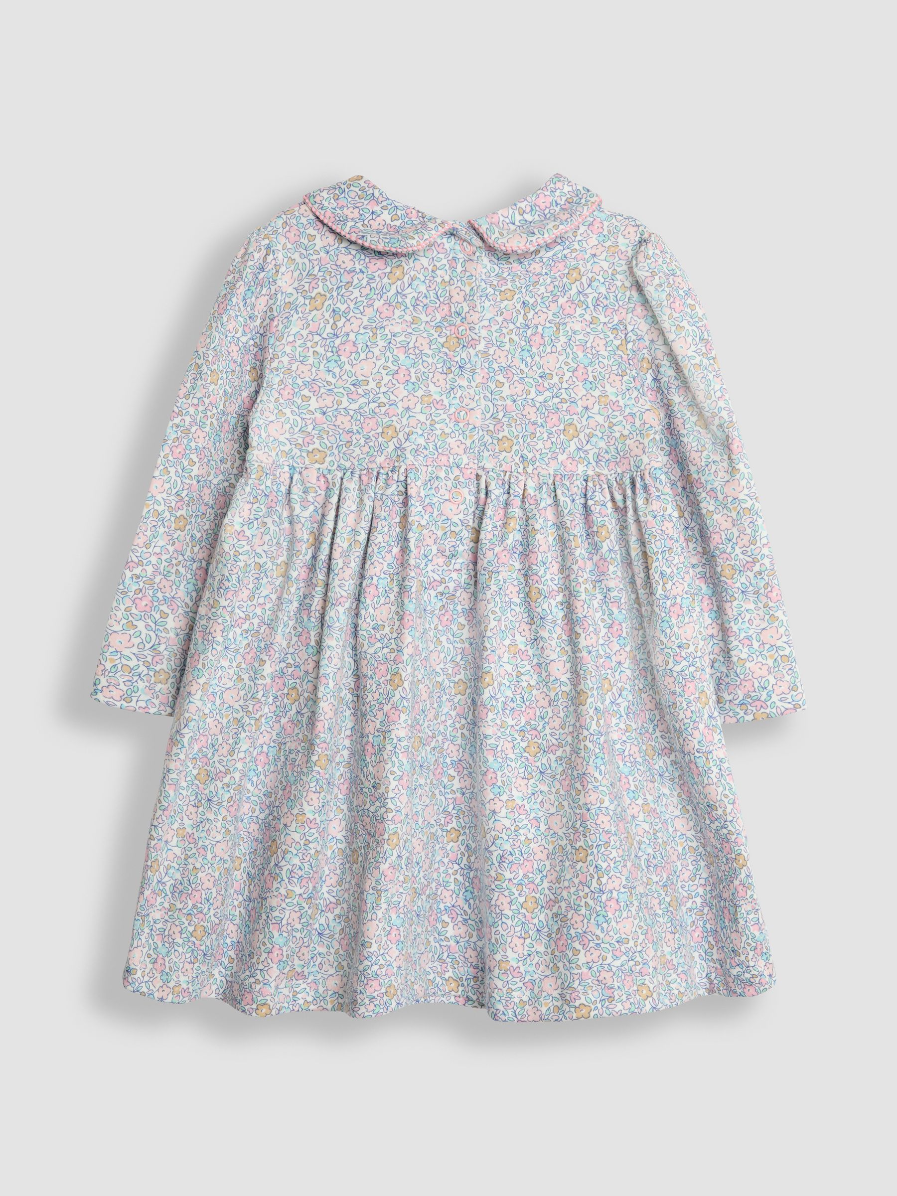 Rose Pink Ditsy Floral Smocked Peter Pan Dress - Image 3 of 4