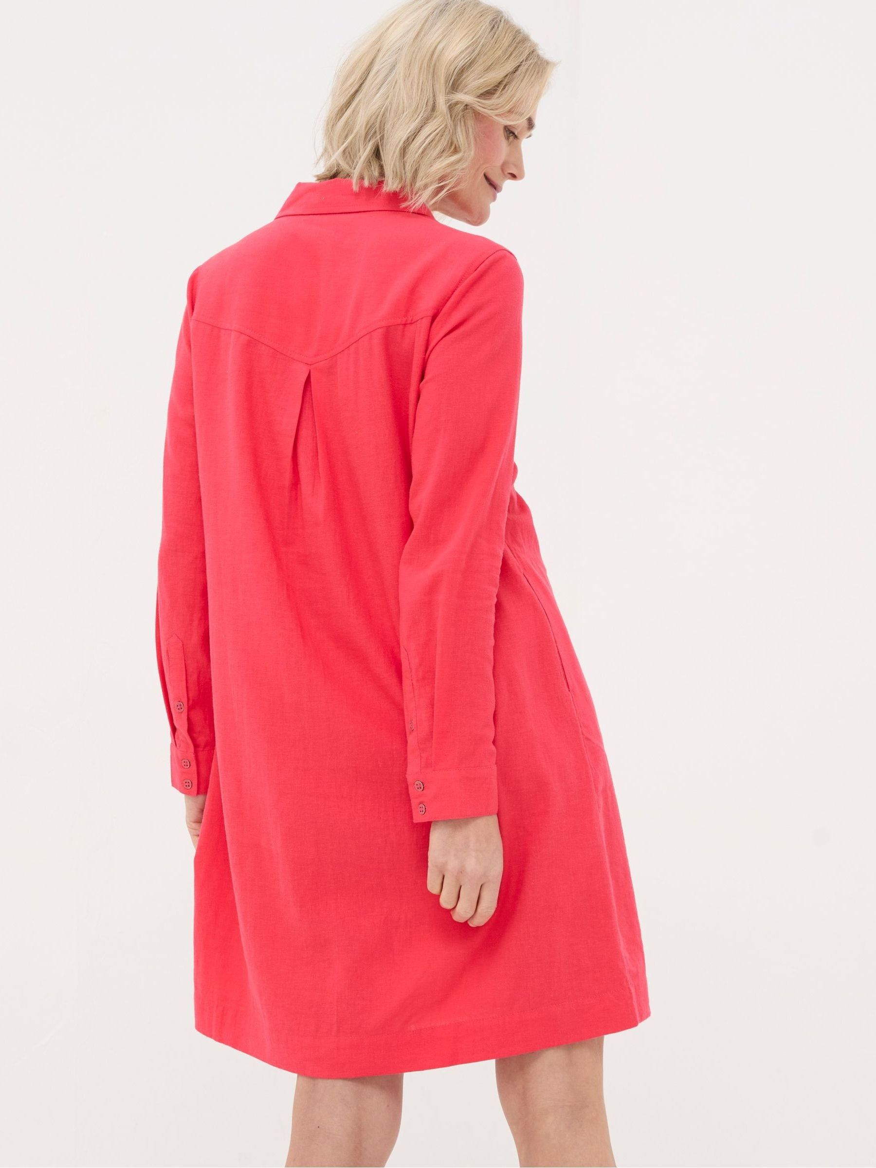 Mina Red Linen Blend Tunic Dress - Image 2 of 4