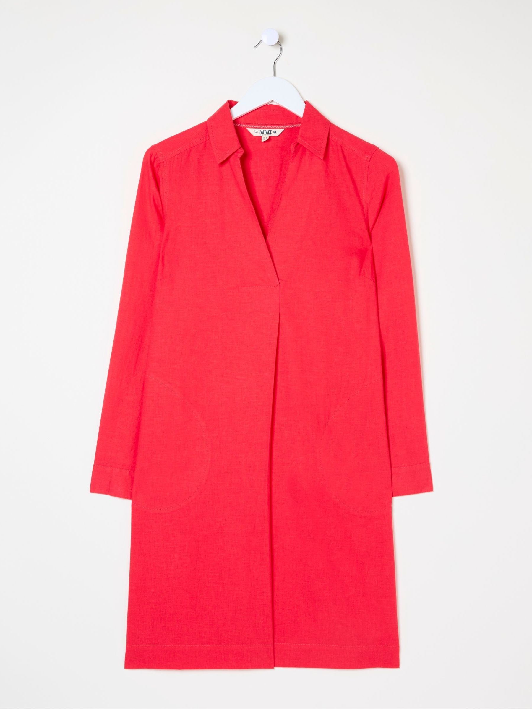 Mina Red Linen Blend Tunic Dress - Image 4 of 4