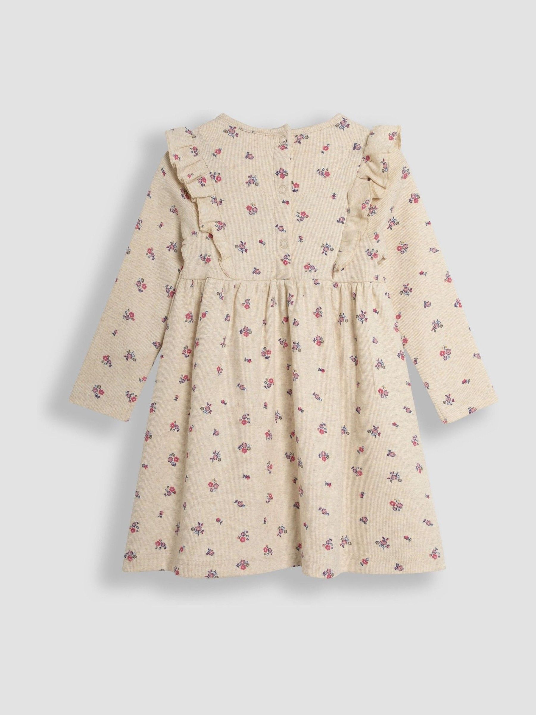 Natural Posy Floral Frill Sleeve Rib Dress - Image 2 of 3