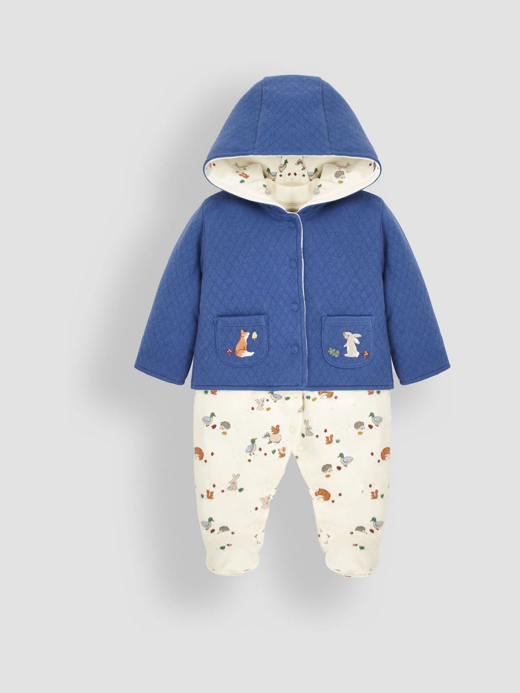 2-Piece Woodland Sleepsuit & Embroidered Pocket Jacket Set - Image 1 of 4